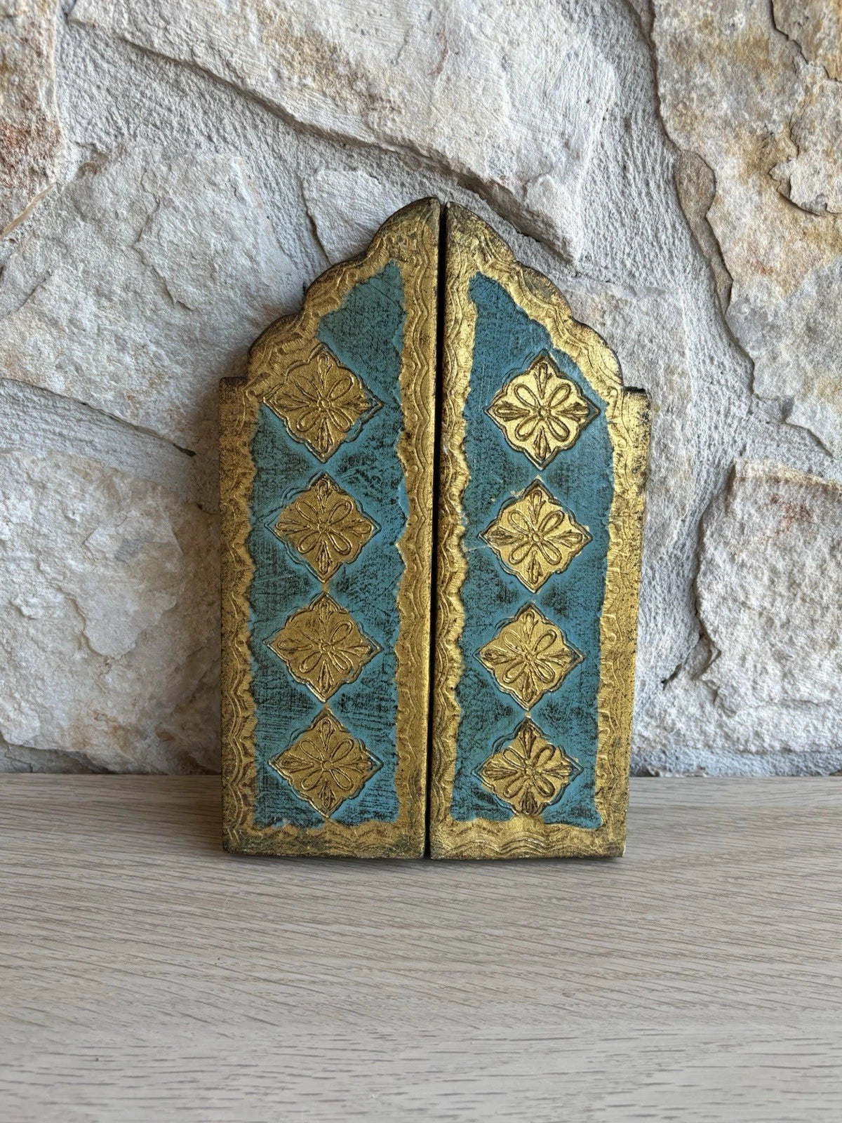 Icona Religiosa Vintage In Legno Stile Fiorentino