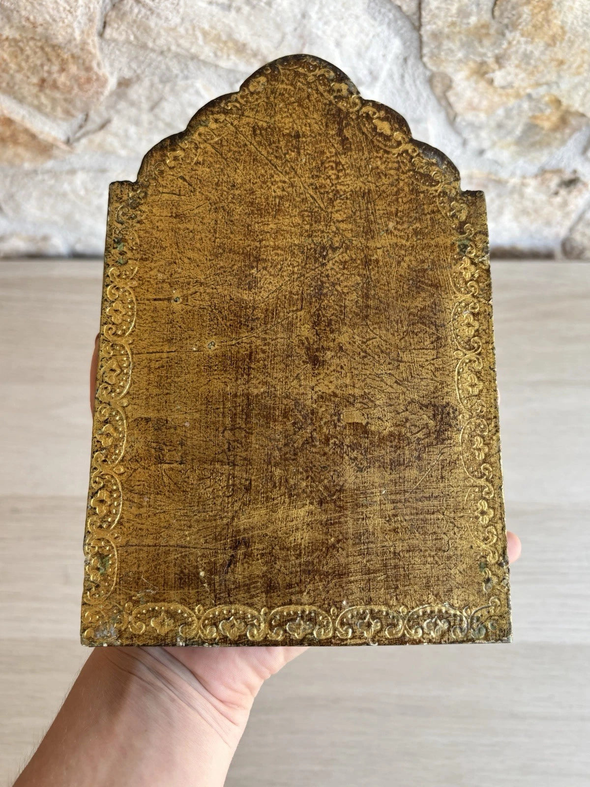 Icona Religiosa Vintage In Legno Stile Fiorentino