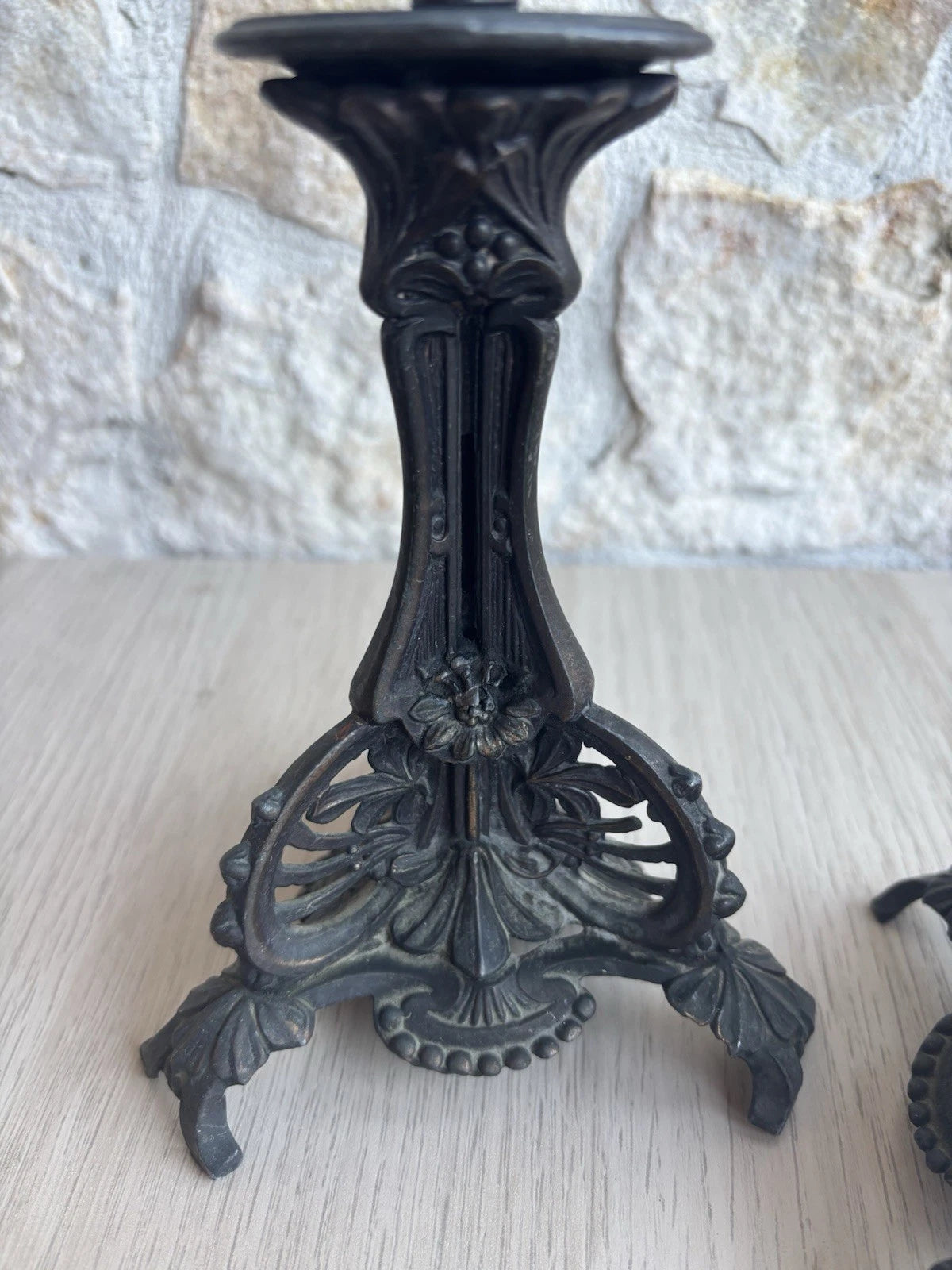 Coppia Di Portacandele Vintage Stile Art Nouveau