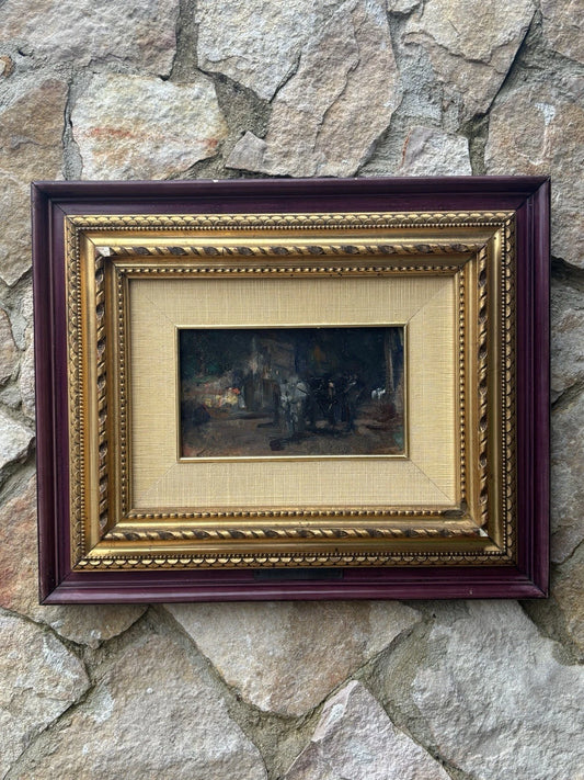 Quadro -Carrozzella A Riposo- Luigi Crisconio dipinto a olio