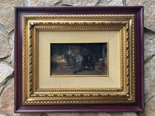 Quadro -Carrozzella A Riposo- Luigi Crisconio dipinto a olio