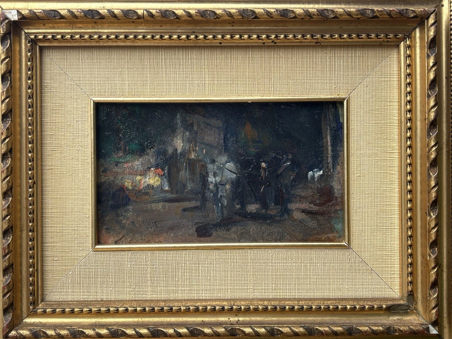 Quadro -Carrozzella A Riposo- Luigi Crisconio dipinto a olio