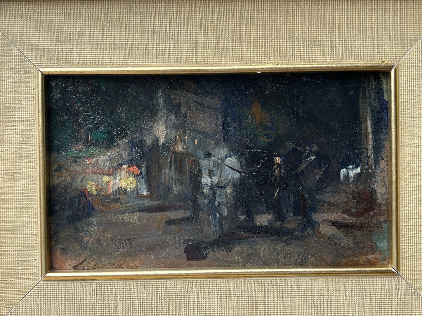 Quadro -Carrozzella A Riposo- Luigi Crisconio dipinto a olio