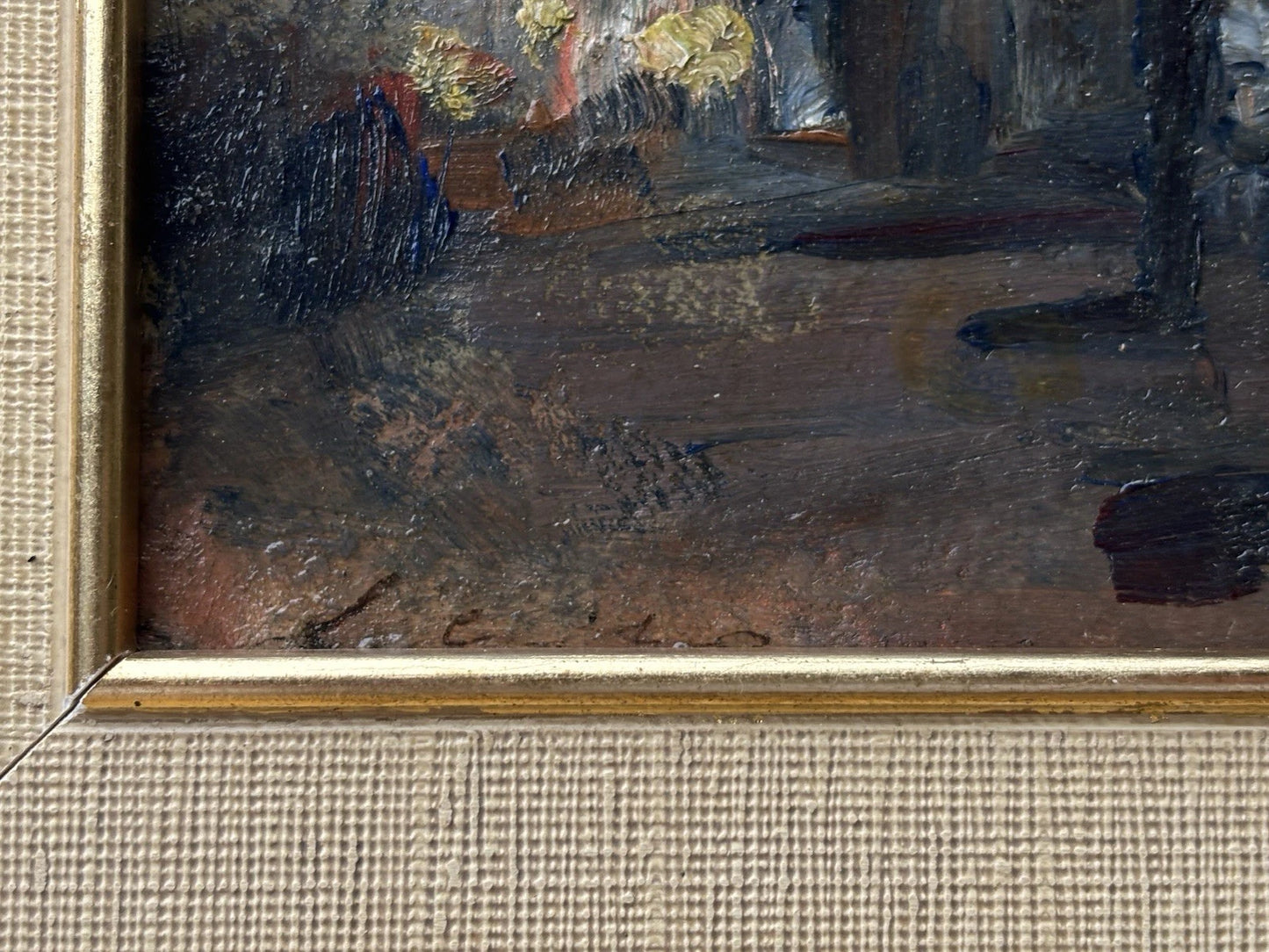 Quadro -Carrozzella A Riposo- Luigi Crisconio dipinto a olio