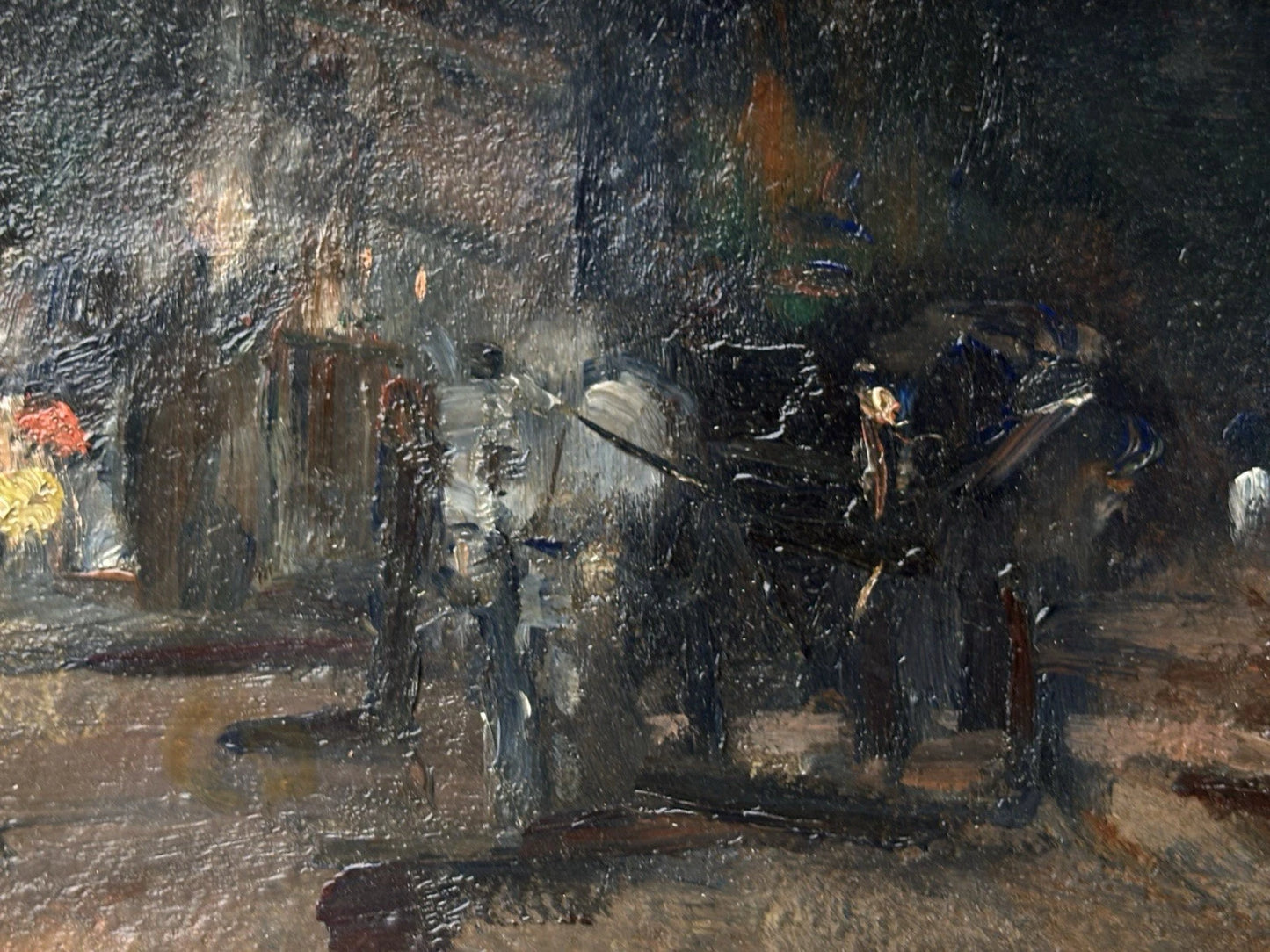 Quadro -Carrozzella A Riposo- Luigi Crisconio dipinto a olio