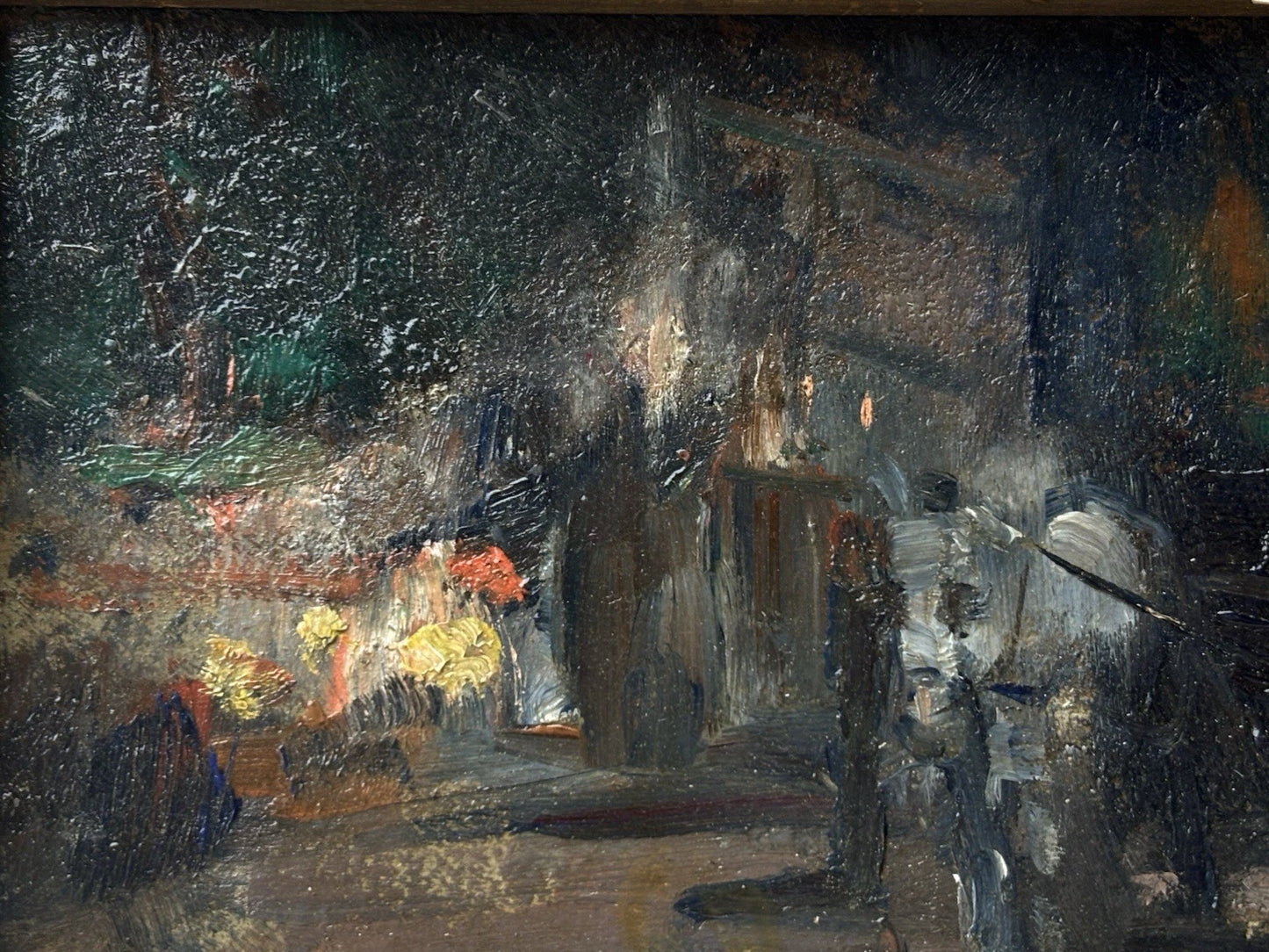 Quadro -Carrozzella A Riposo- Luigi Crisconio dipinto a olio