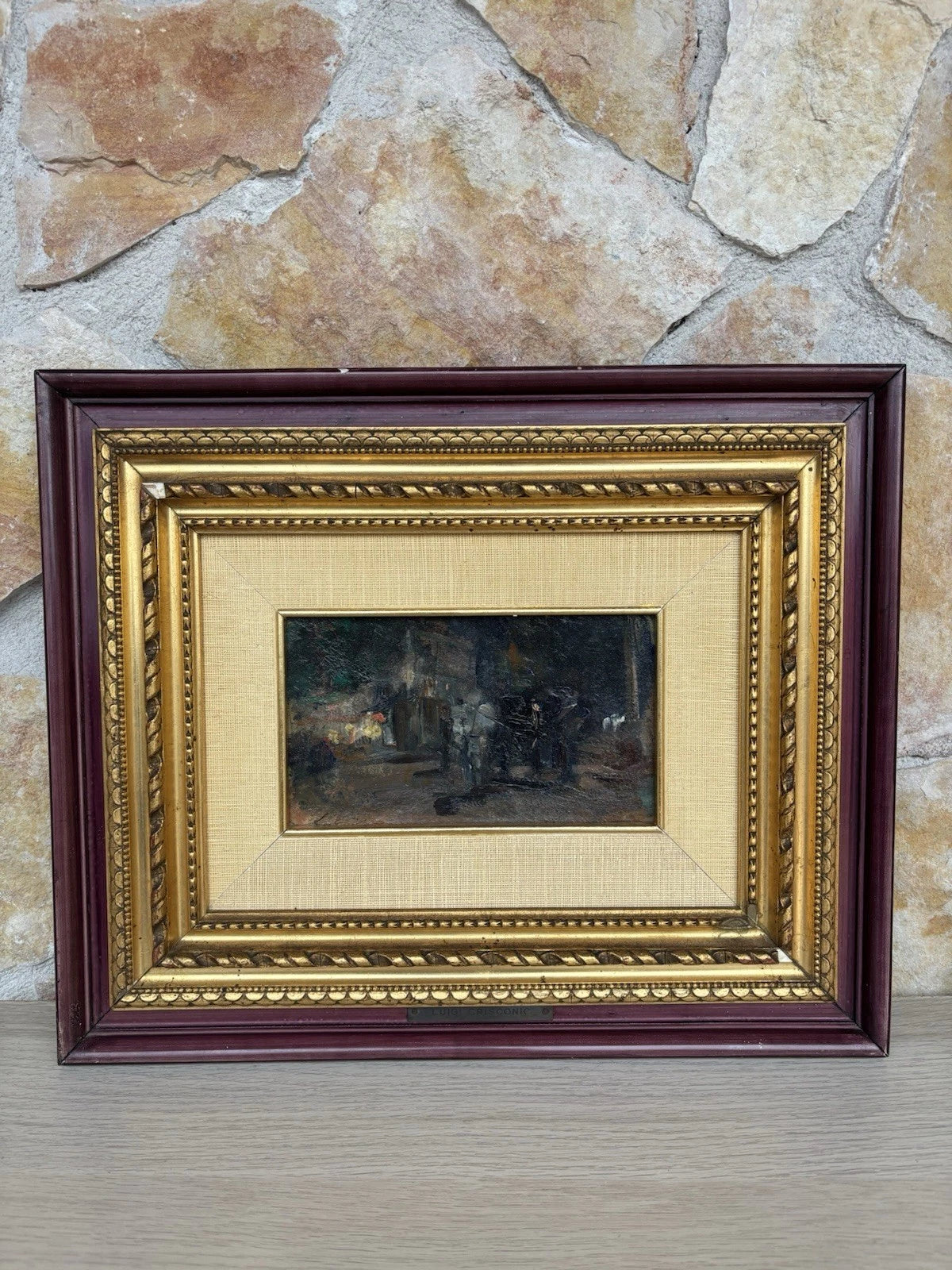 Quadro -Carrozzella A Riposo- Luigi Crisconio dipinto a olio