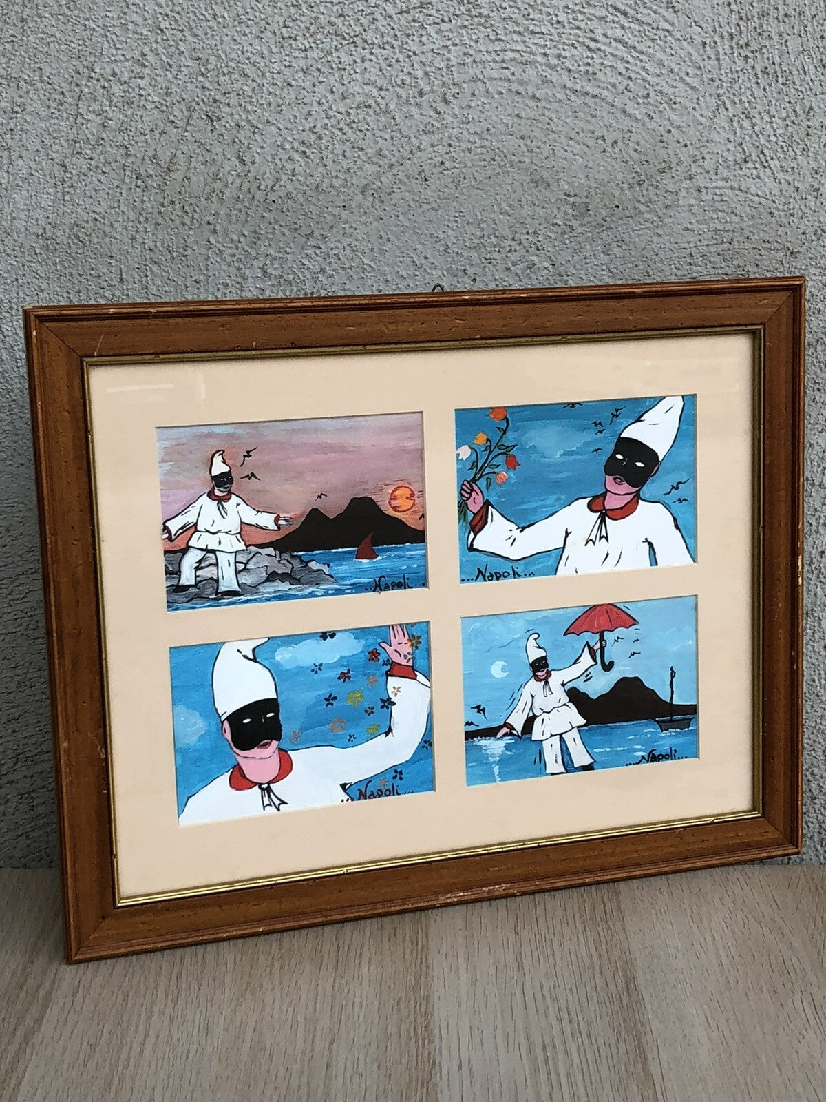 Quadro Vintage Pulcinella Dipinti A Tecnica Mista