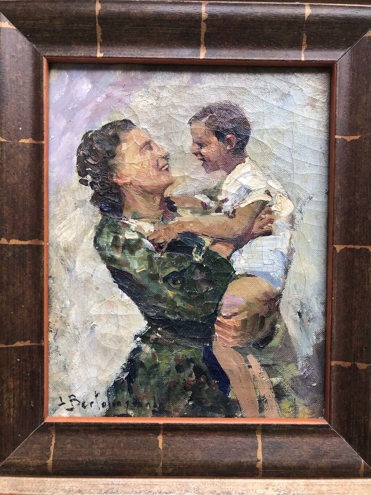 ANTICO QUADRO - MATERNITÀ- DIPINTO A OLIO SU TELA