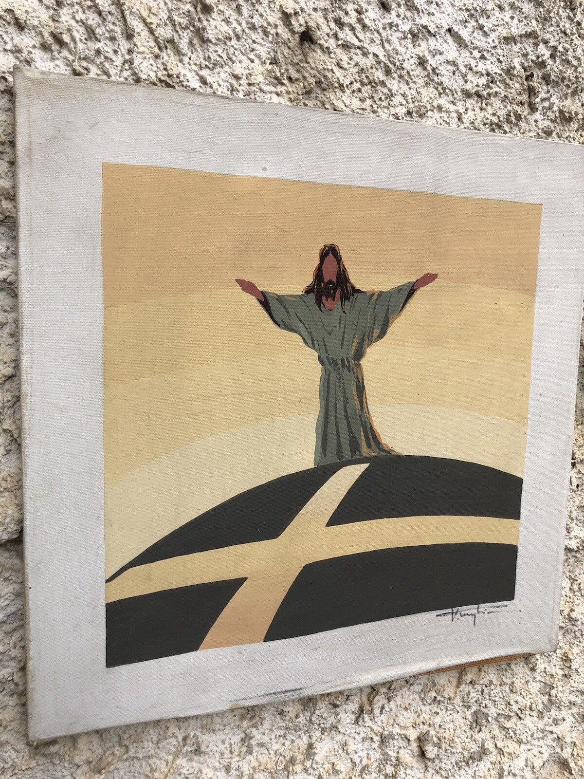 Quadro vintage -Immagine Sacra- dipinto ad acrilico su tela