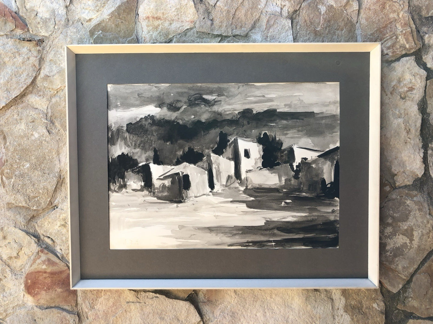 Quadro -Paesaggio- Antonio Bertè realizzato a china su carta