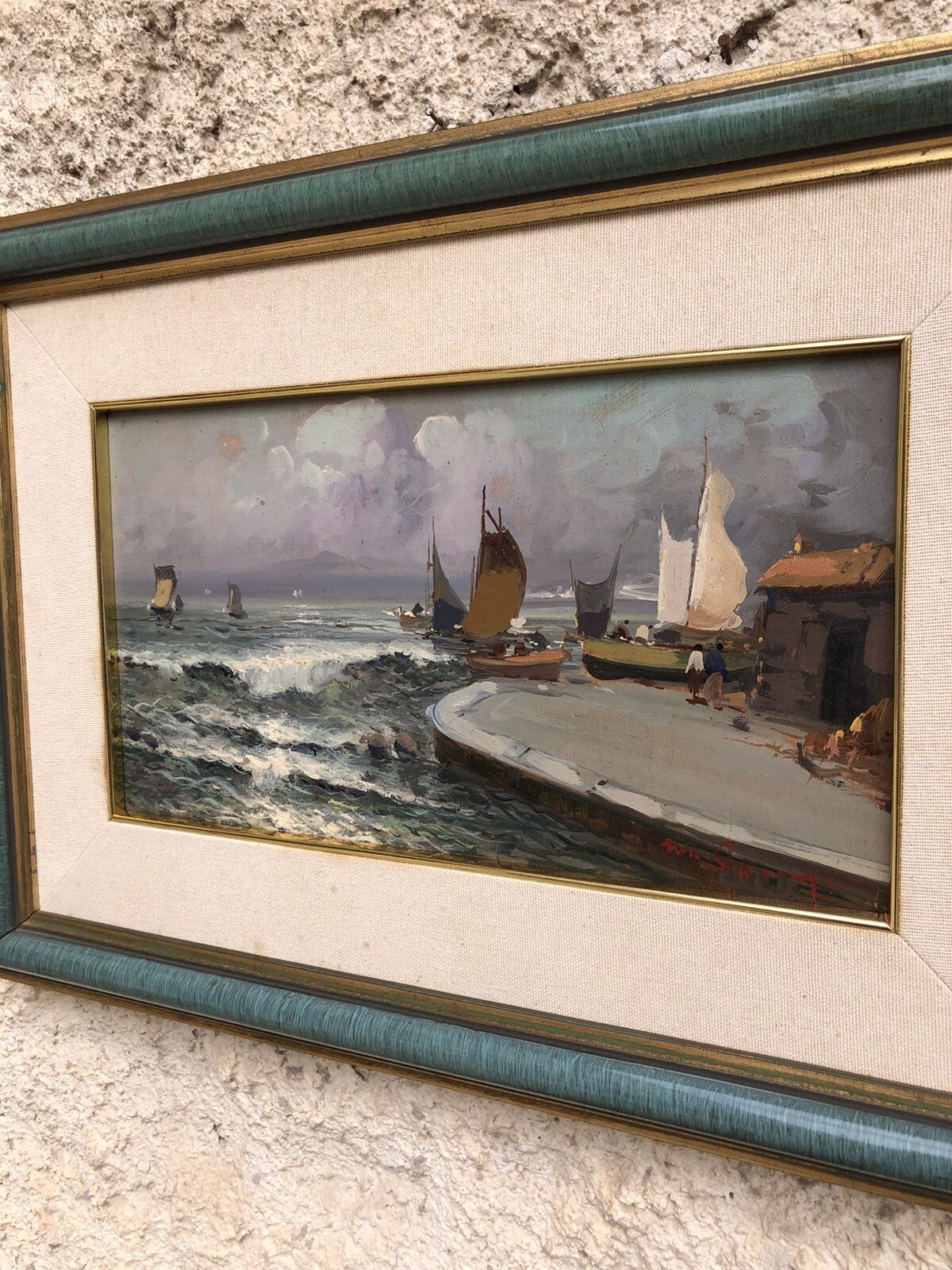 Quadro vintage -Marina- dipinto a olio su tavola