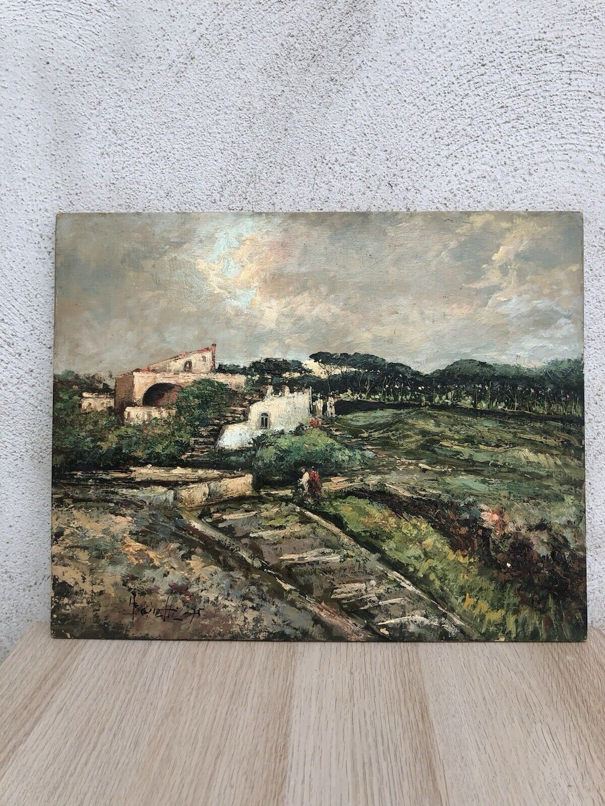 Quadro vintage -Paesaggio Napoletano- dipinto a olio su tavola