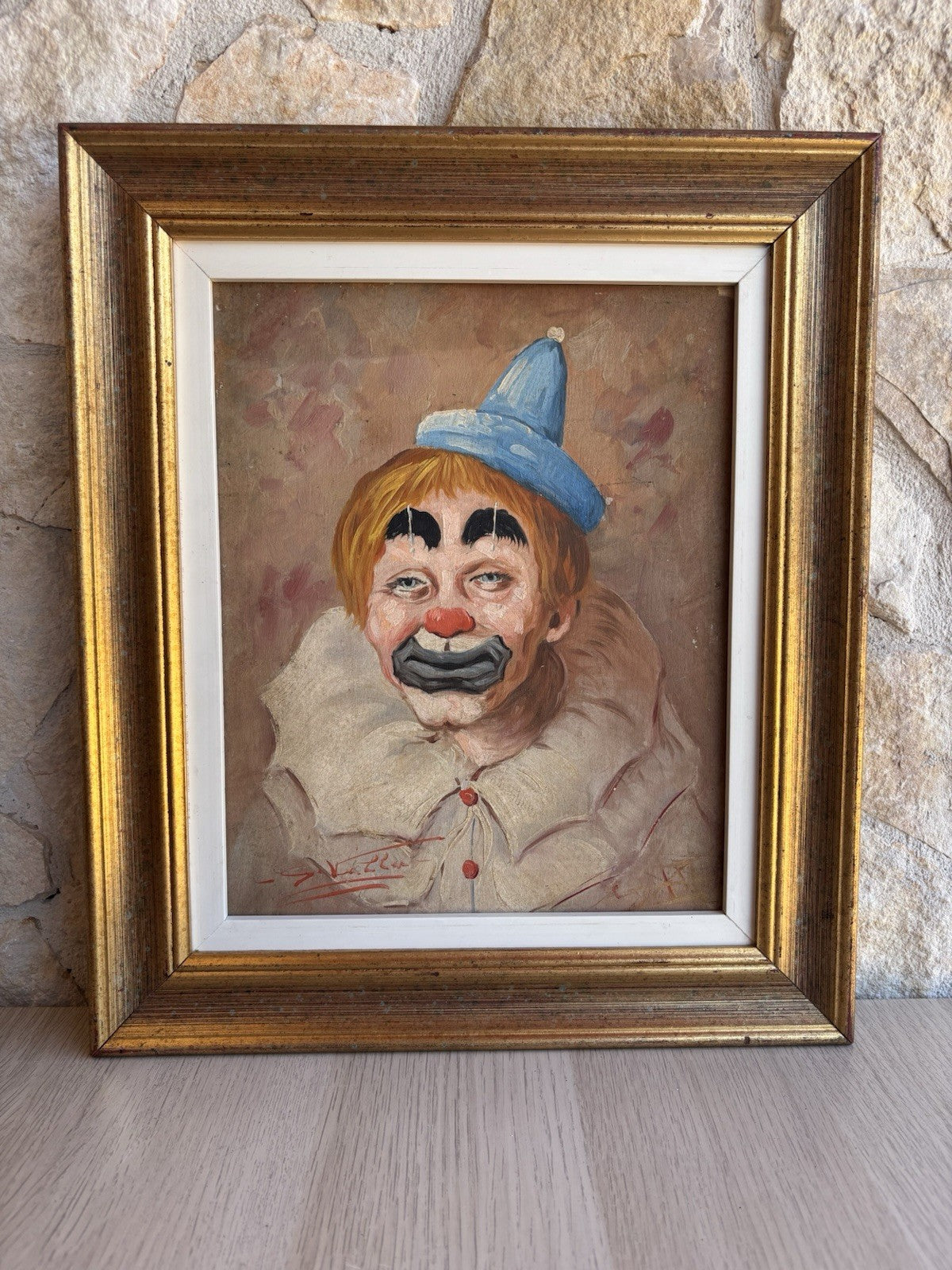Quadro -Clown- dipinto a olio su tavoletta