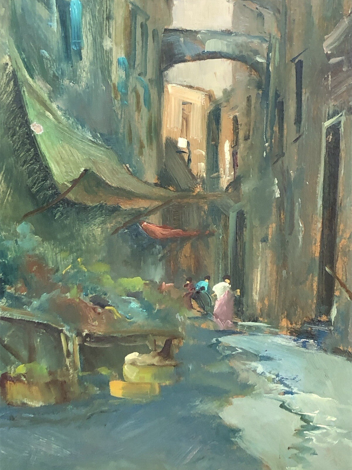 Quadro vintage -Vicolo Di Napoli- dipinto a olio