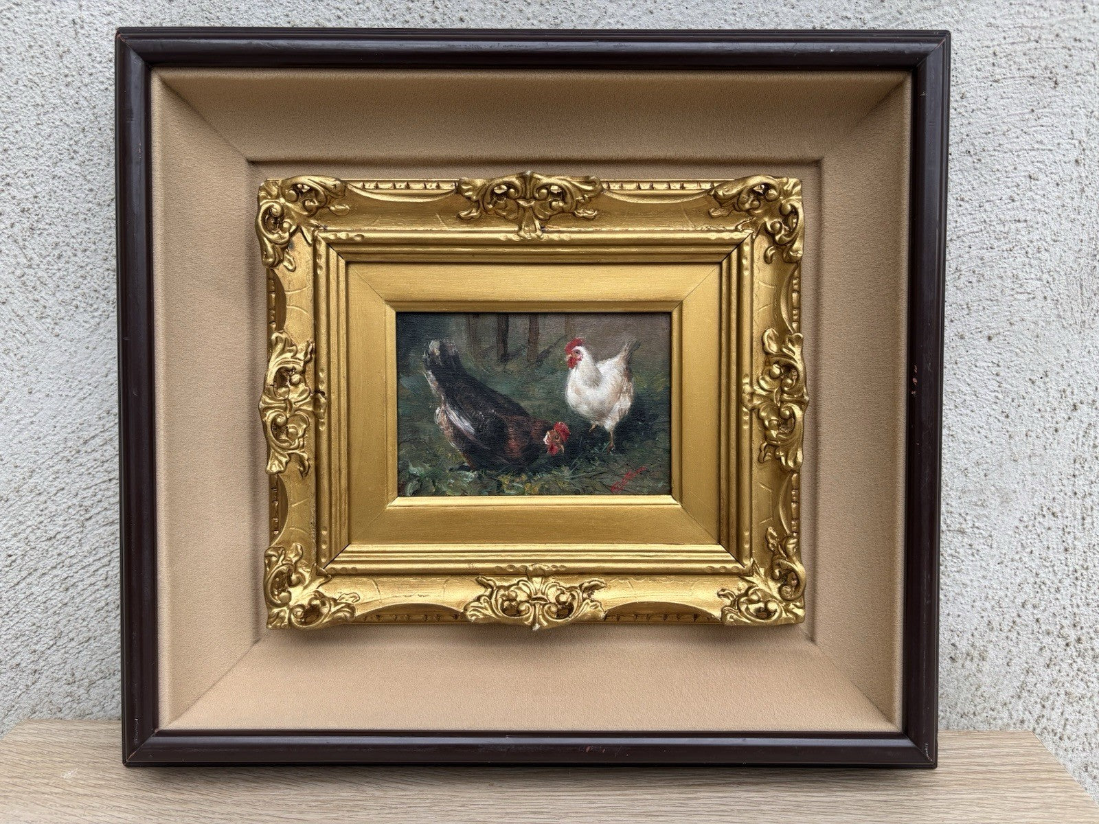 Quadro -Galline- Gianni Strino dipinto a olio su tavoletta