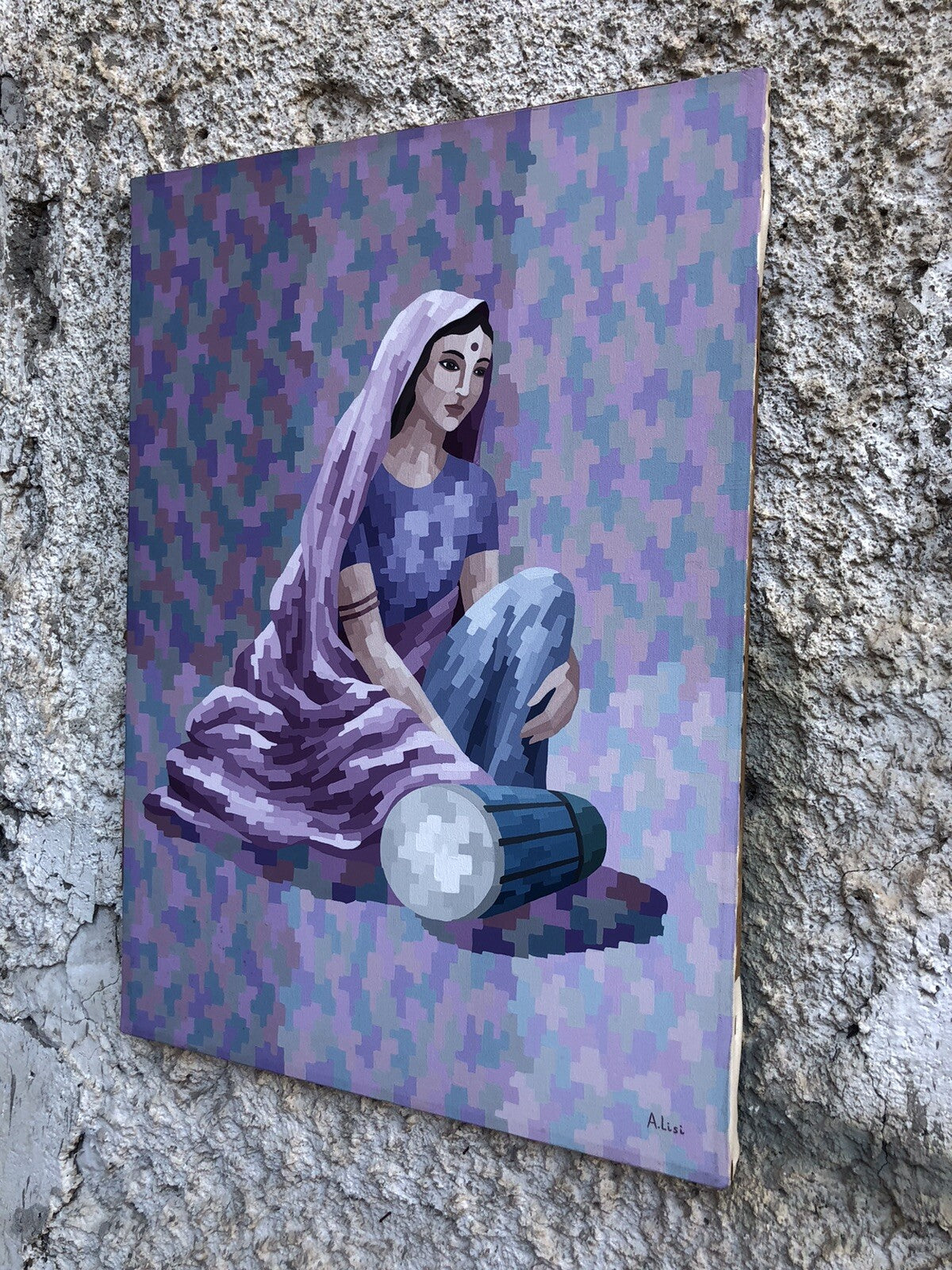 Quadro vintage-Donna Indiana- dipinto su tela
