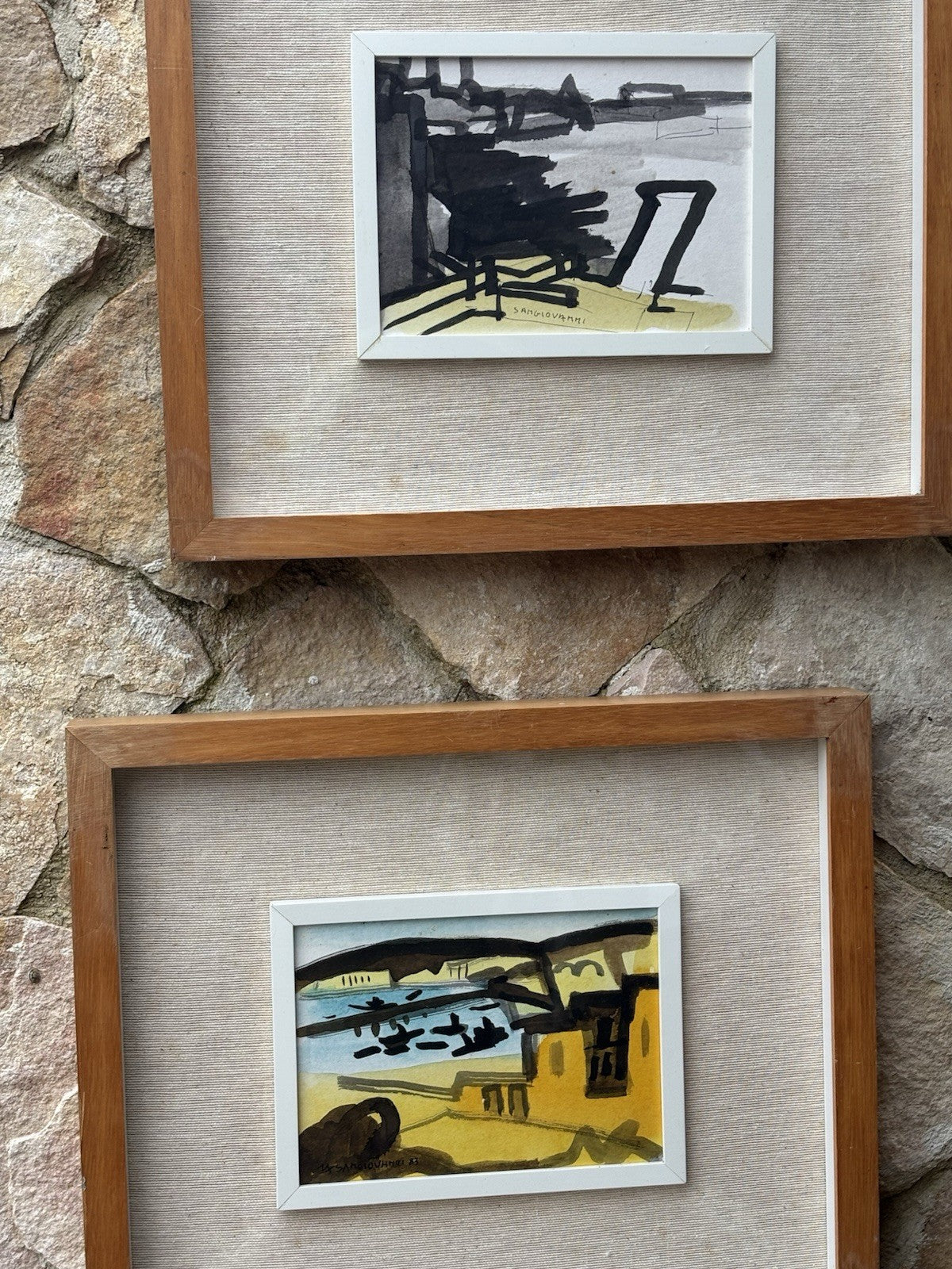 Coppia di quadri -Marine- Mario Sangiovanni tecnica mista su carta