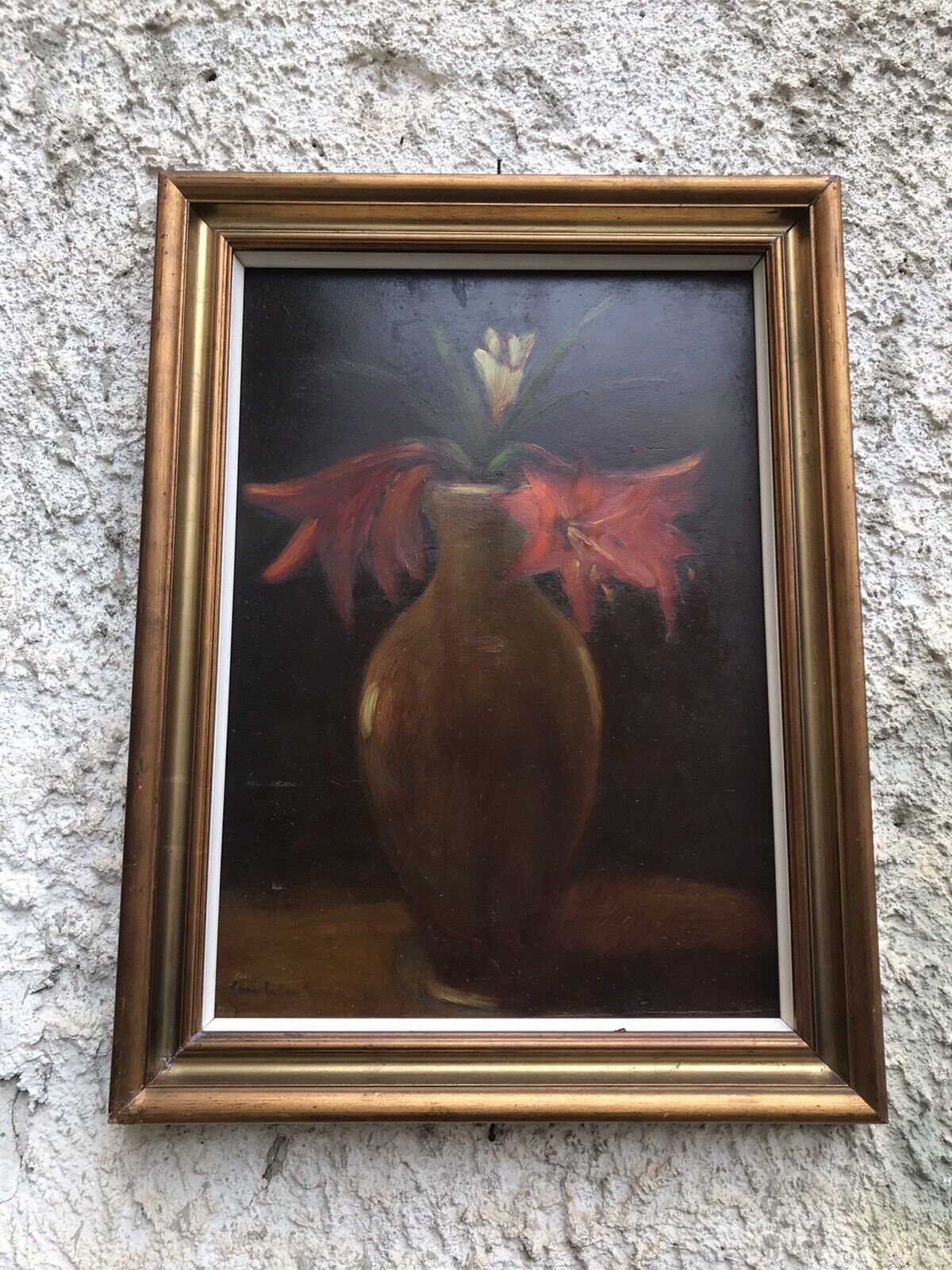 QUADRO VINTAGE-COMPOSIZIONE FLOREALE-DIPINTO A OLIO