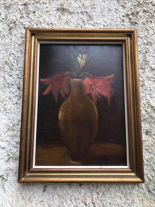 QUADRO VINTAGE-COMPOSIZIONE FLOREALE-DIPINTO A OLIO