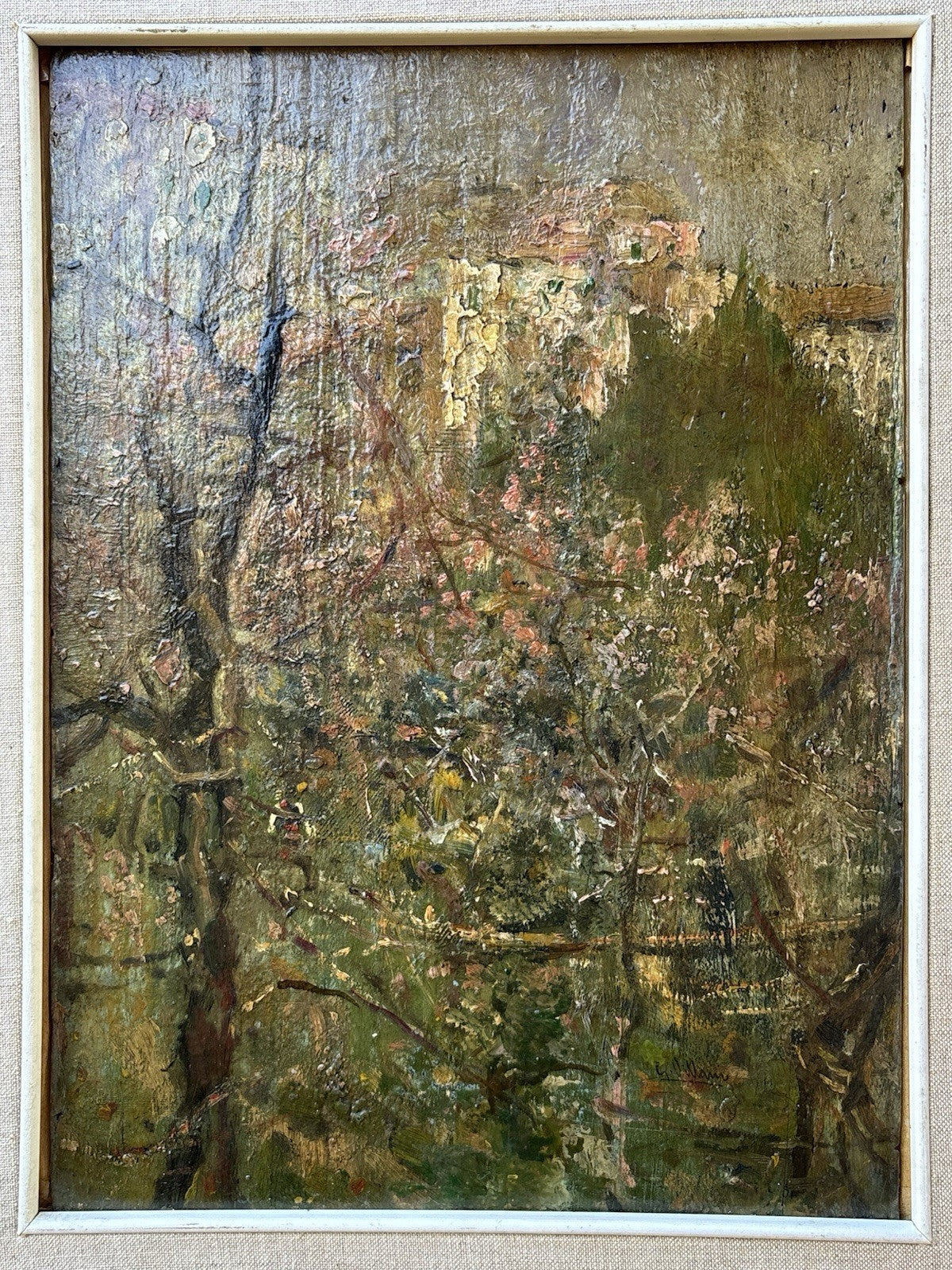 Quadro antico -Paesaggio- Gennaro Villani dipinto a olio su tavoletta