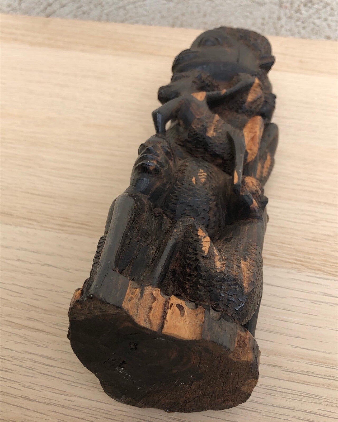 Scultura Vintage Africana Intagliata In Legno