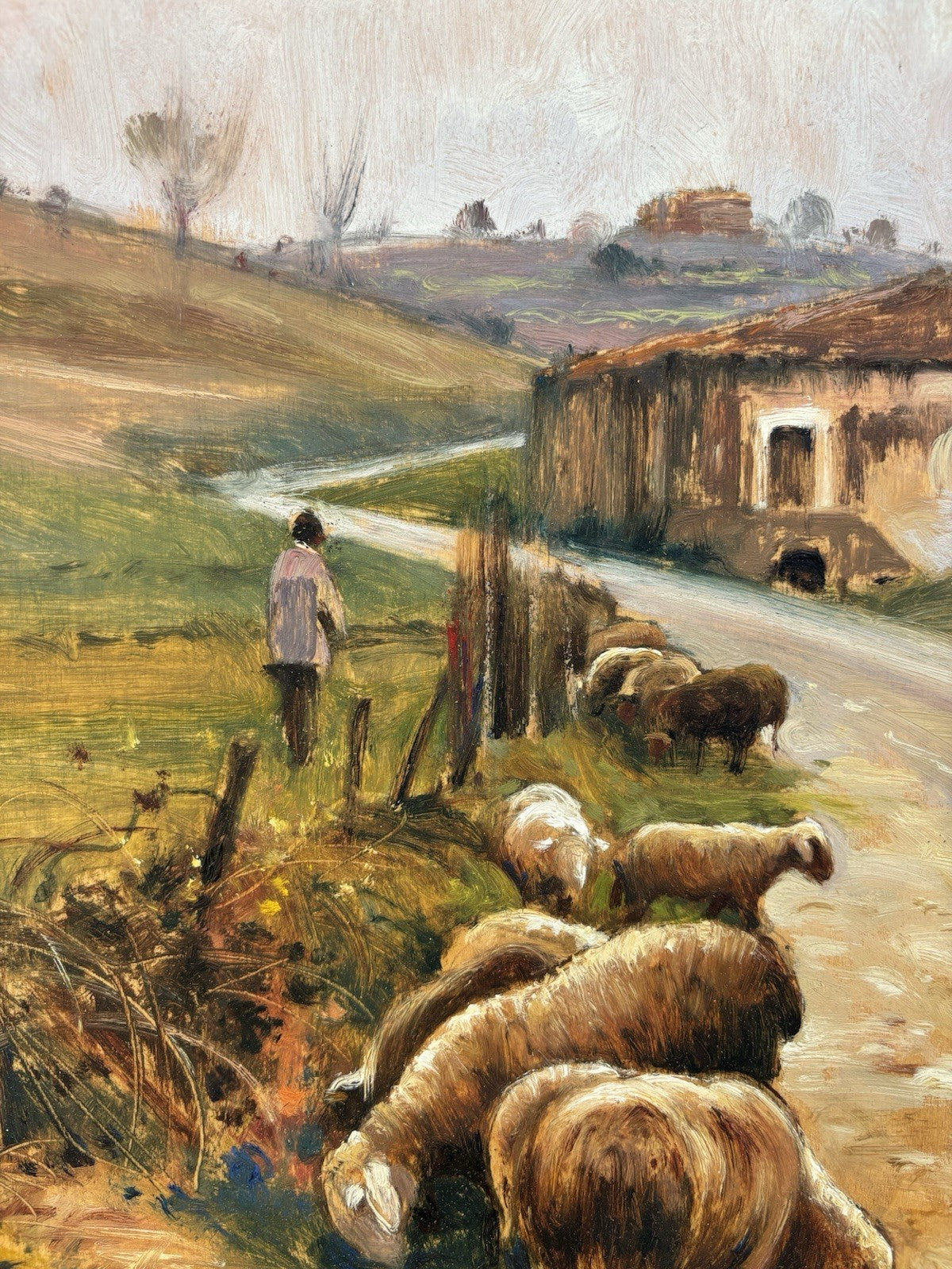 Quadro -Paesaggio Con Gregge- Giovanni Parlato dipinto a olio su tavoletta