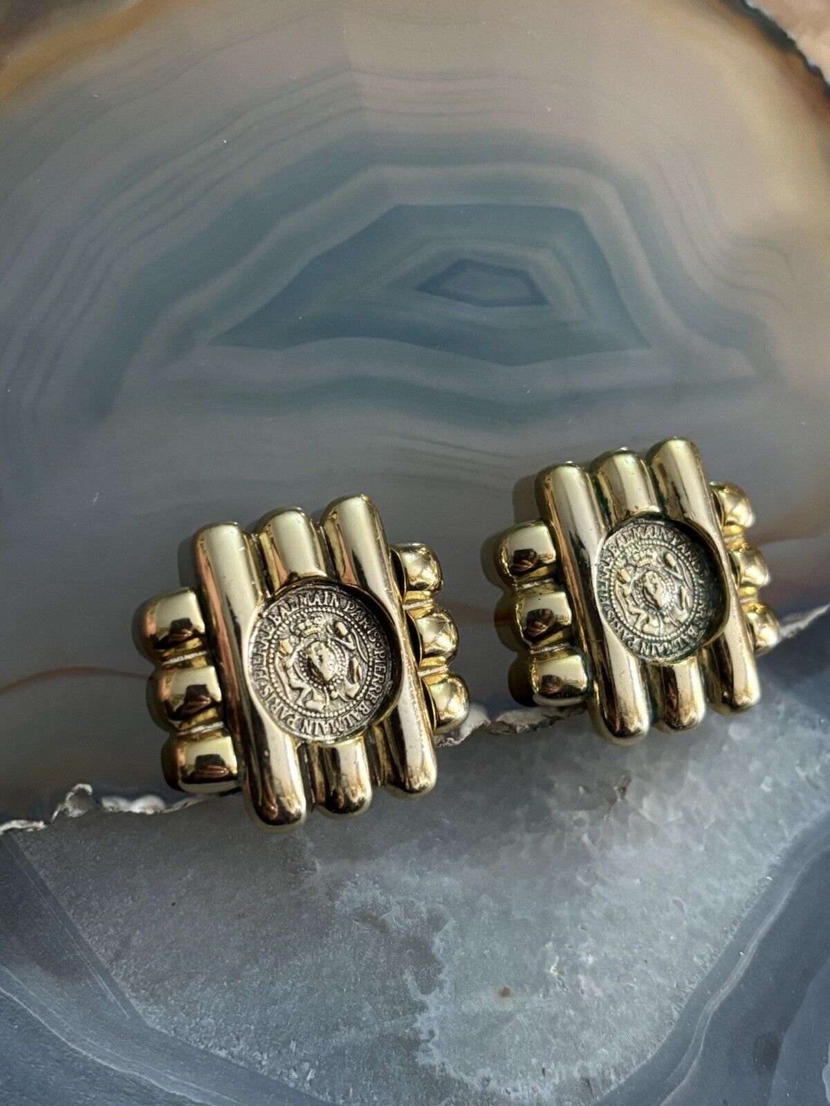 Orecchini A Clip Vintage Pierre Balmain In Ottone