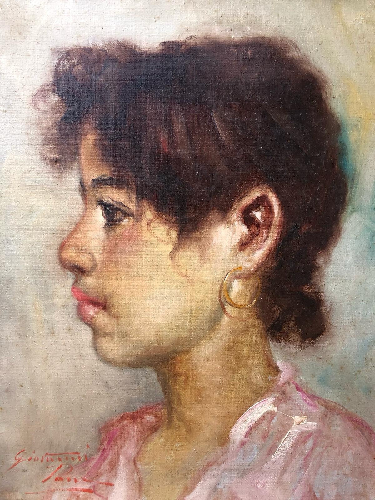 Quadro -Profilo Di Donna- Giovanni Pane dipinto a olio su tela