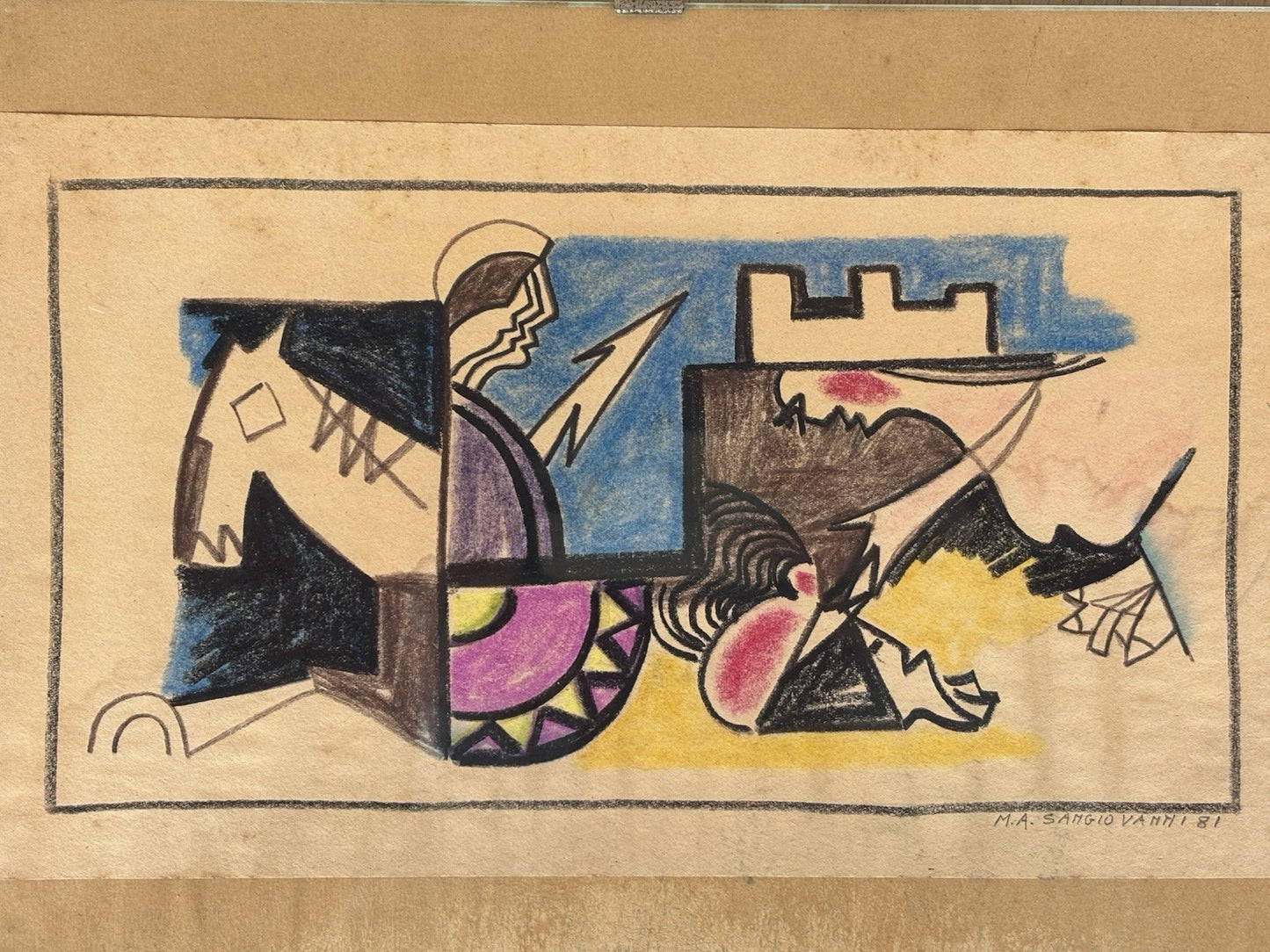 Quadro -Astratto- Mario Sangiovanni disegno su carta
