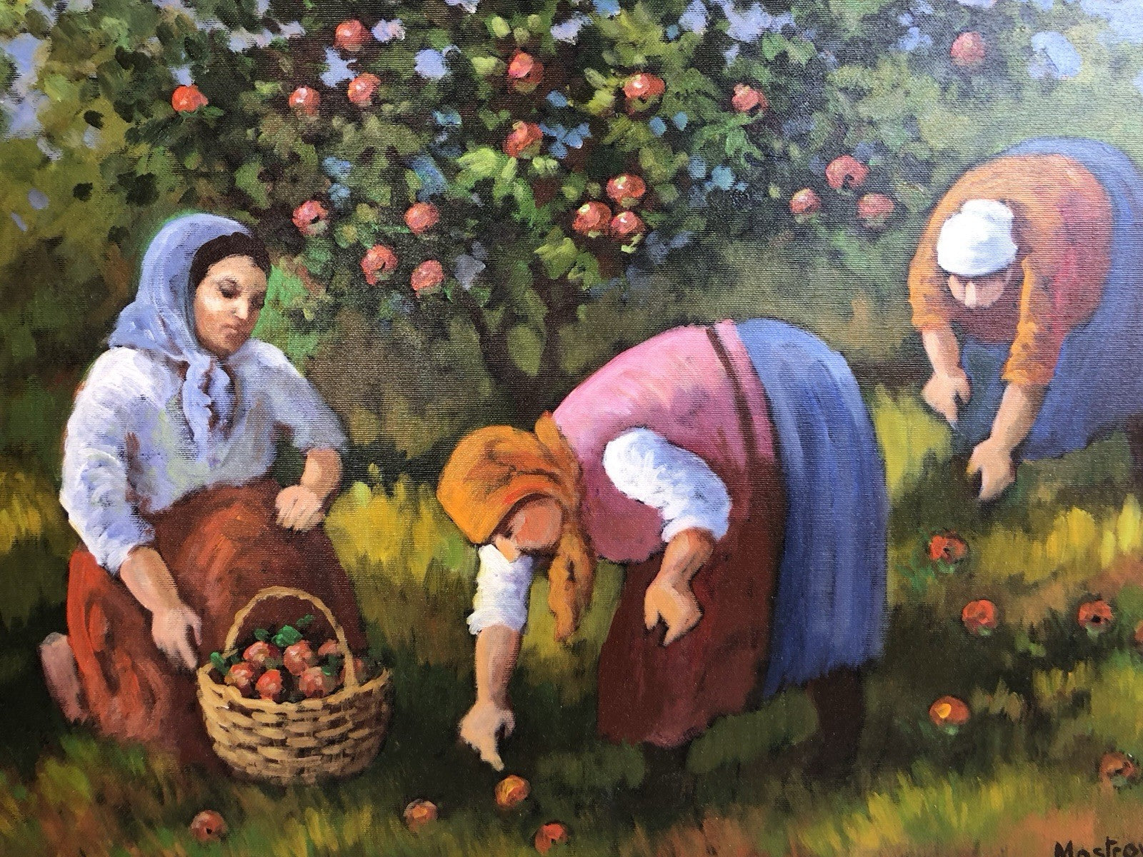 Quadro -Raccolta Della Frutta- dipinto a olio su tela