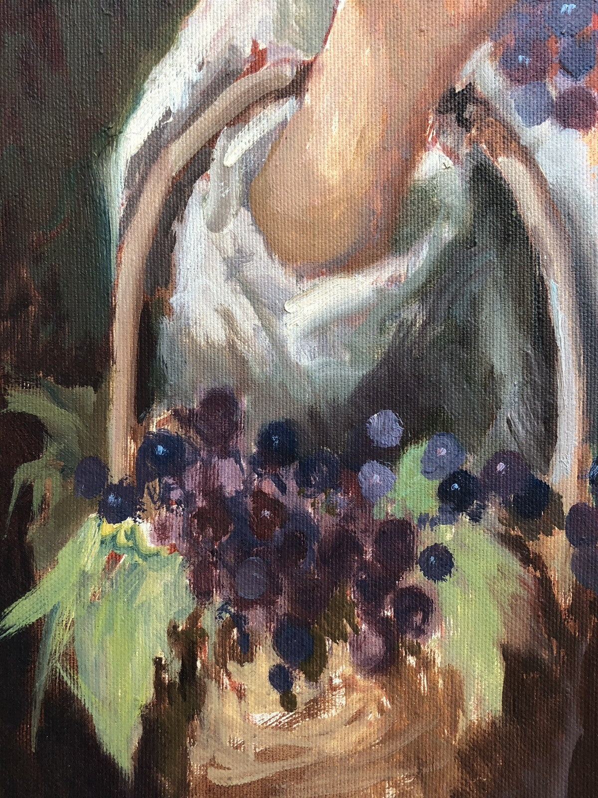 Quadro vintage -Contadino Con Uva- dipinto a olio su tela