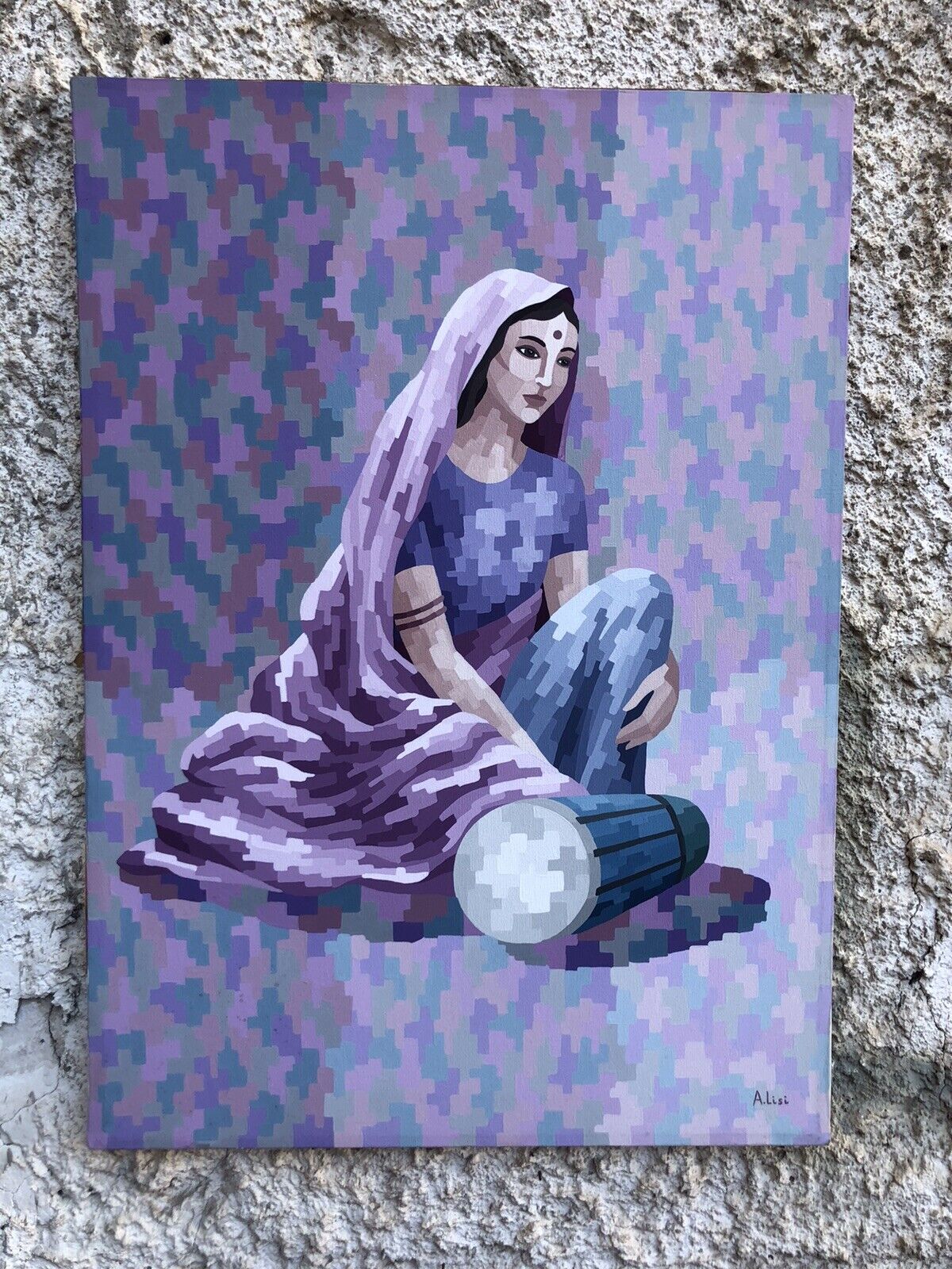 Quadro vintage-Donna Indiana- dipinto su tela