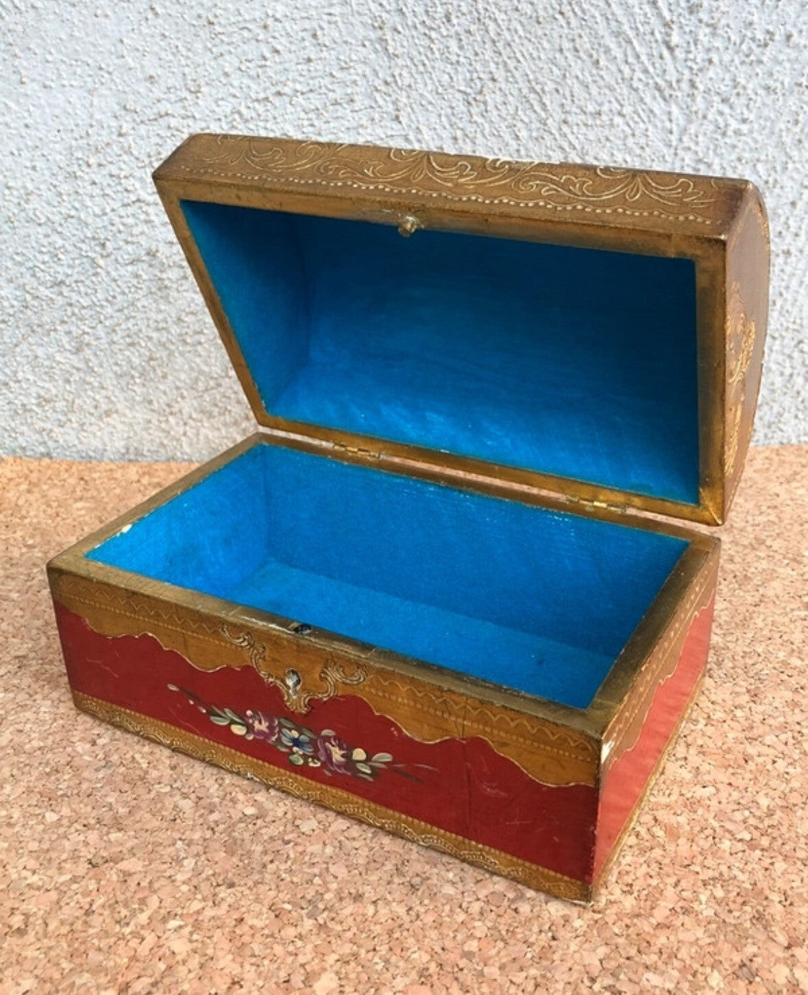 Scatola Portagioie Vintage In Legno Stile Fiorentino