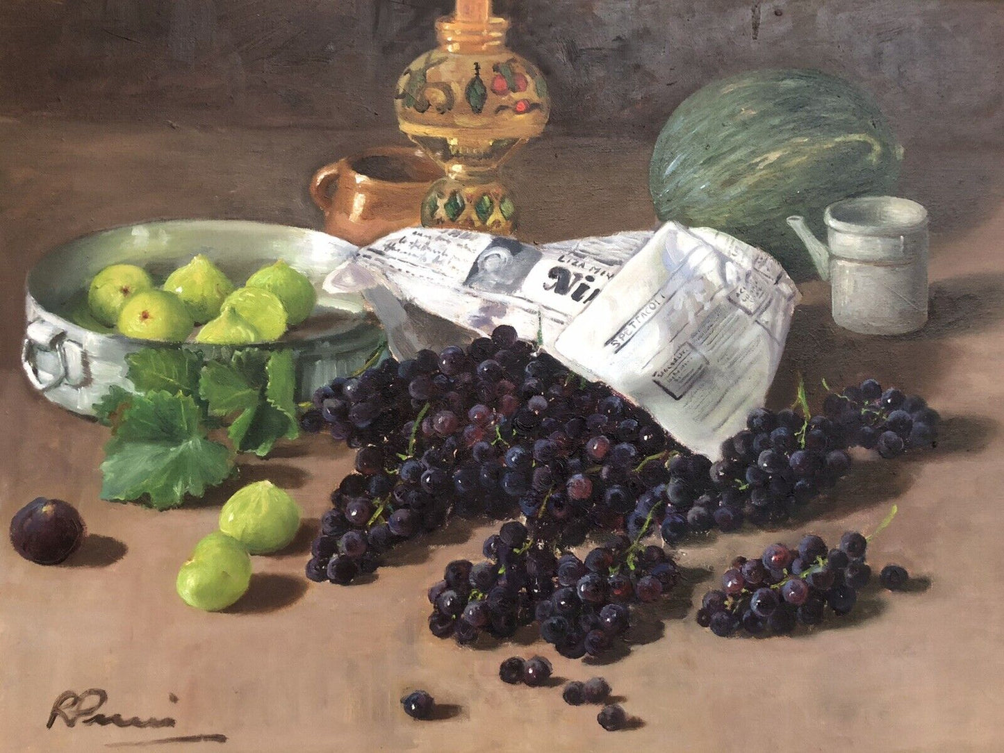 Quadro vintage -Natura Morta- dipinto a olio su tela