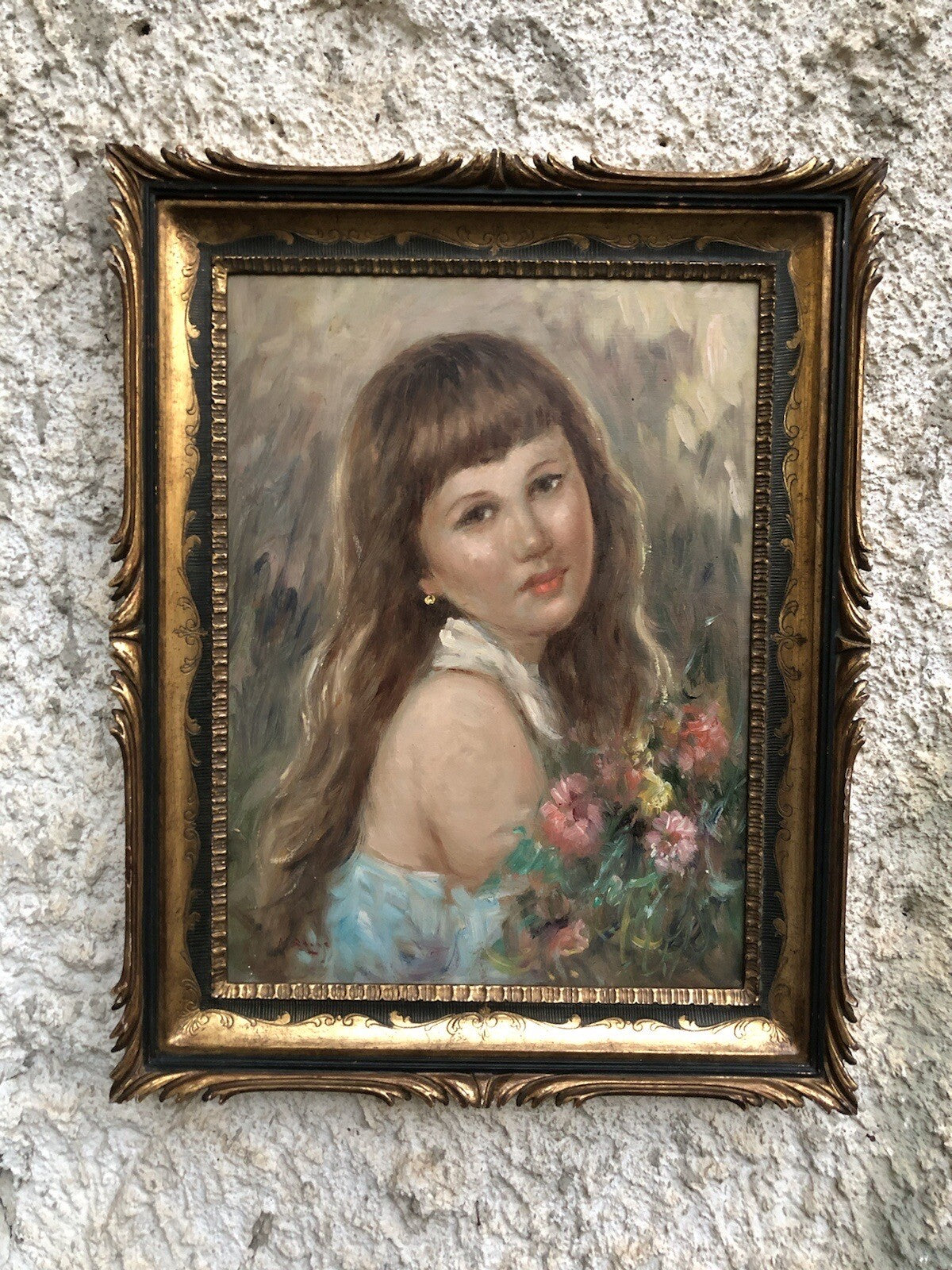 Quadro vintage -Fanciulla- dipinto a olio su tavoletta
