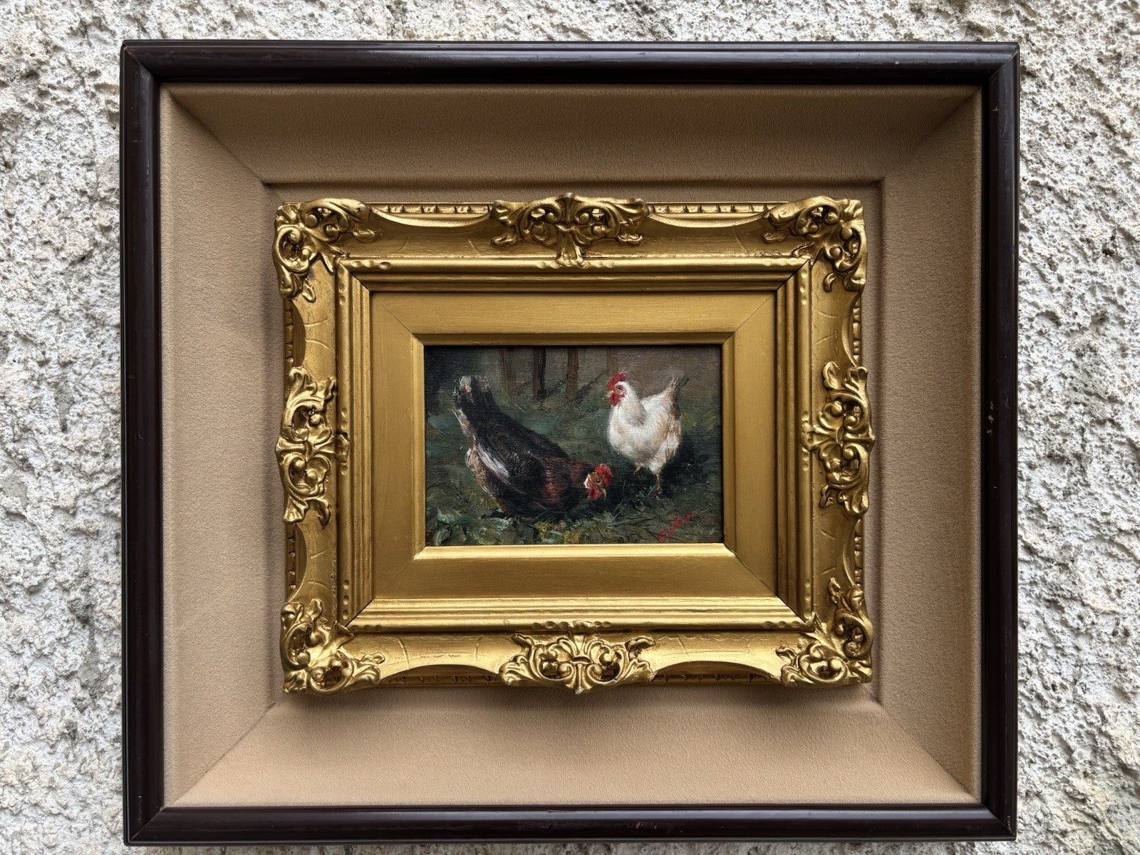 Quadro -Galline- Gianni Strino dipinto a olio su tavoletta
