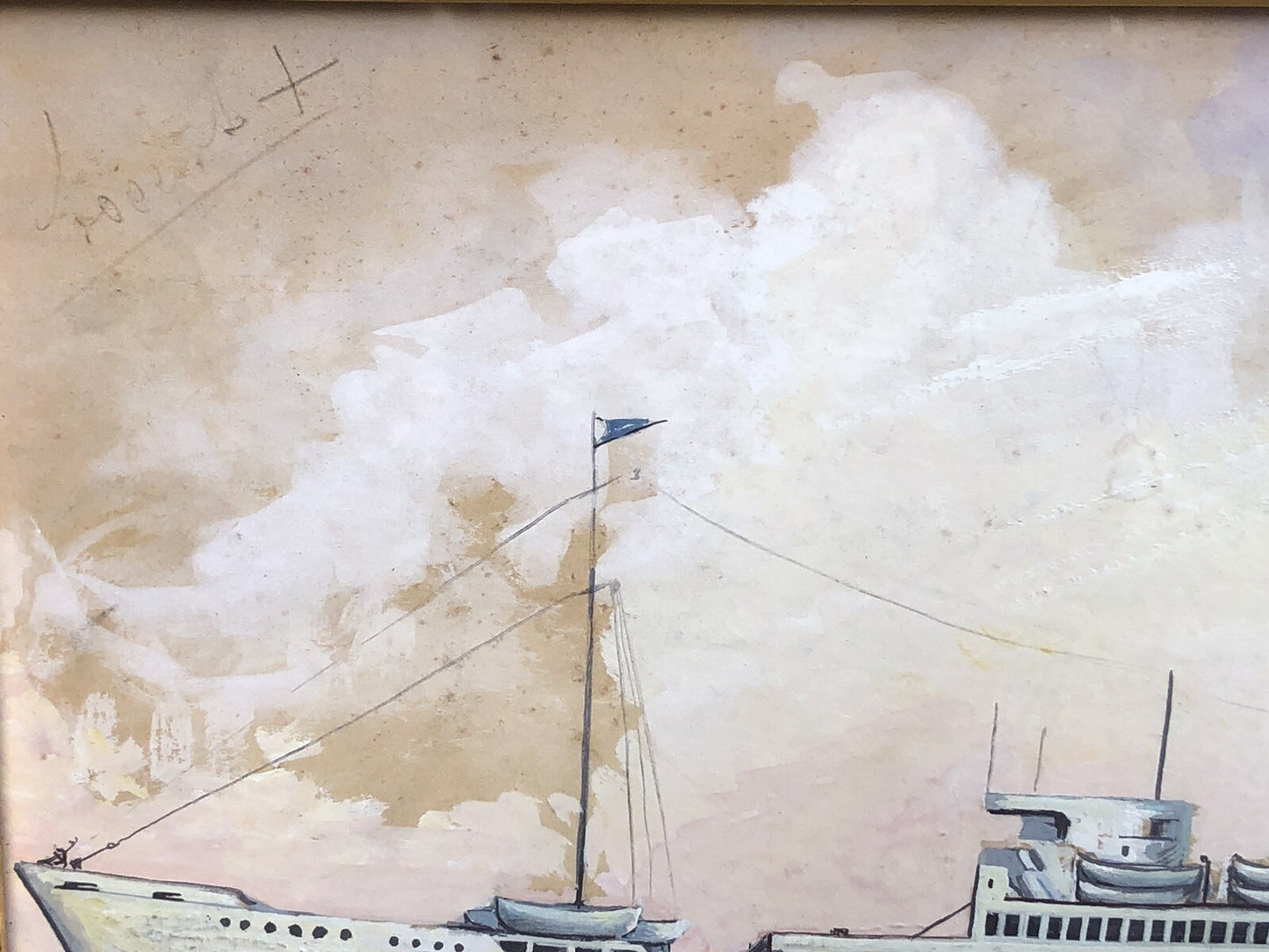 Quadro dipinto Nave “Venezuela Grimaldi Siosa Line” vintage