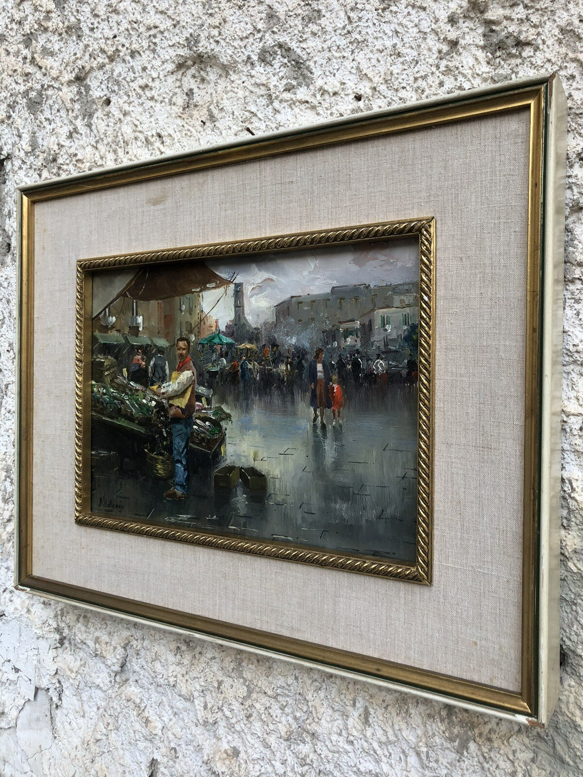 Quadro vintage -Mercato- dipinto a olio
