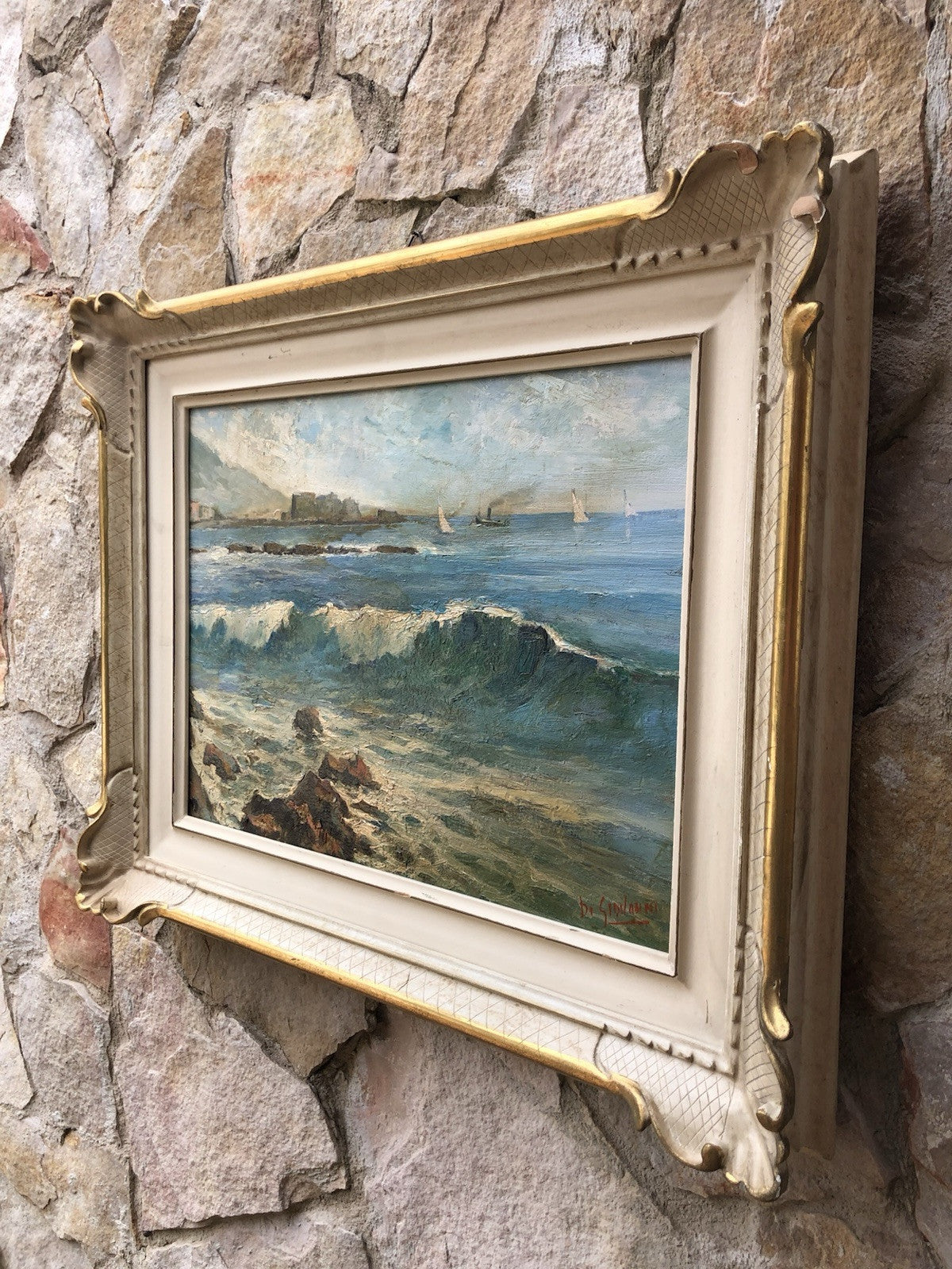 Quadro -Marina Napoli- dipinto a olio su tavola