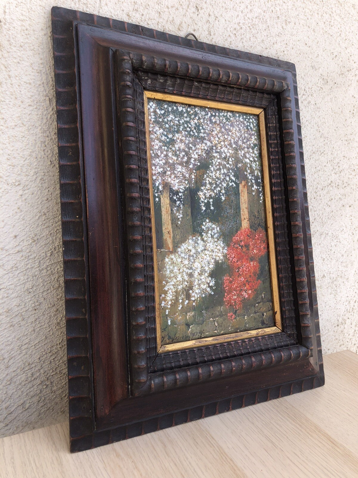 Quadro antico -Pergolato-dipinto a olio su tavola