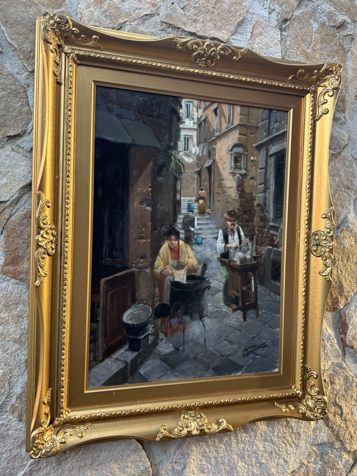 Quadro -Vicolo Di Napoli- Francesco Tammaro dipinto a olio