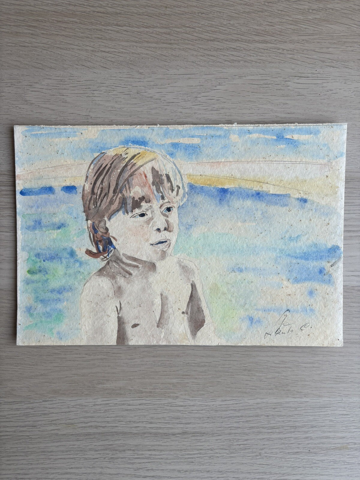 Quadro -Figura Bambino- acquerello su carta