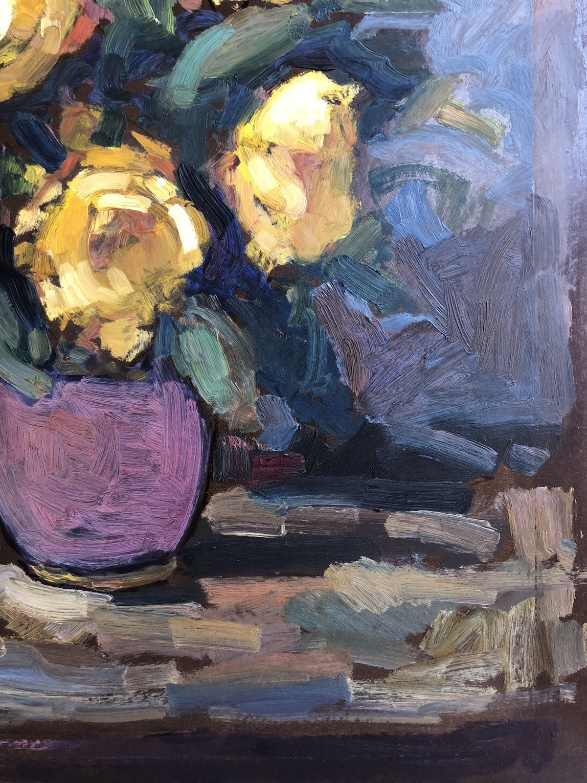 Quadro -Rose Gialle- dipinto a olio