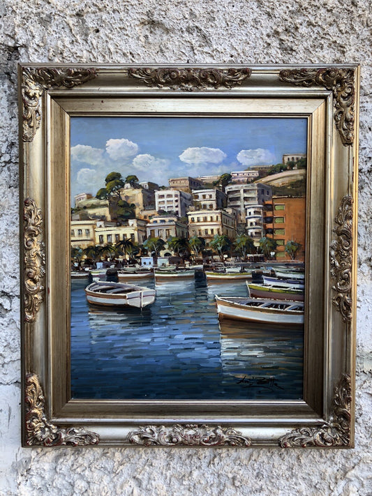 Quadro vintage -Marina Napoli-dipinto a olio