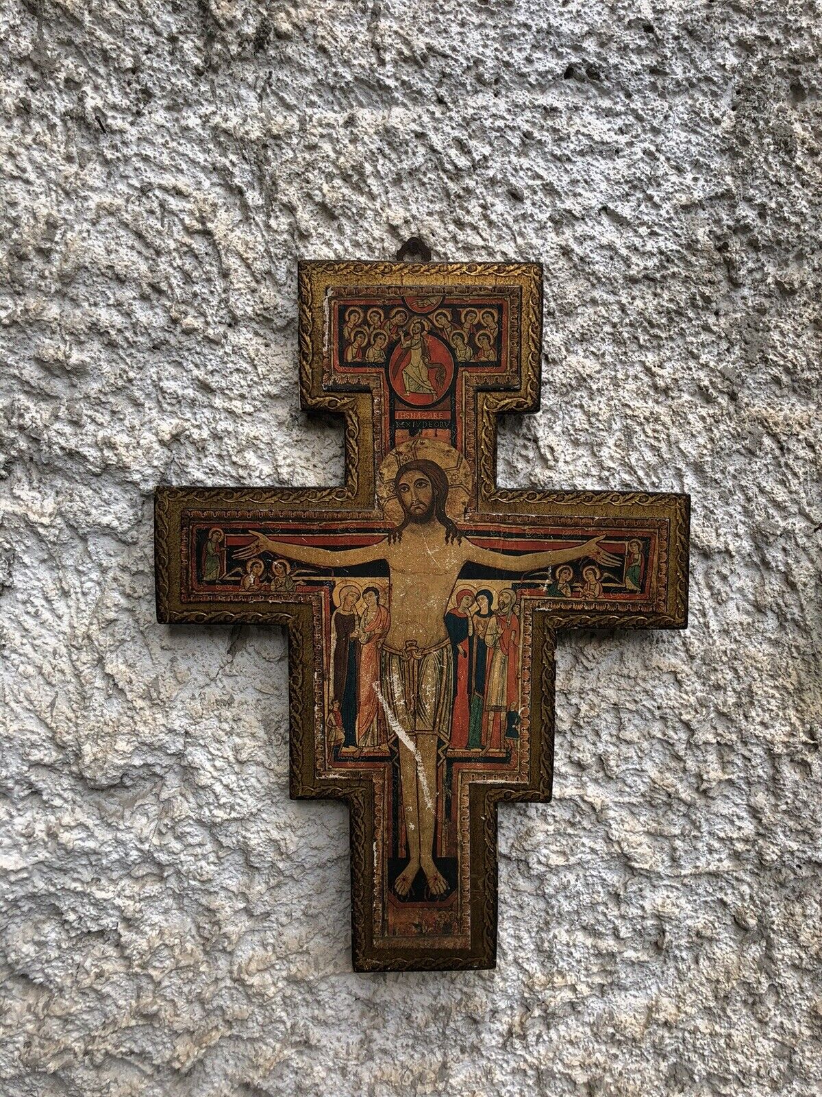 Croce Crocifisso Vintage In Legno Stile Fiorentino