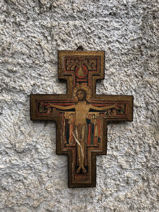 Croce Crocifisso Vintage In Legno Stile Fiorentino