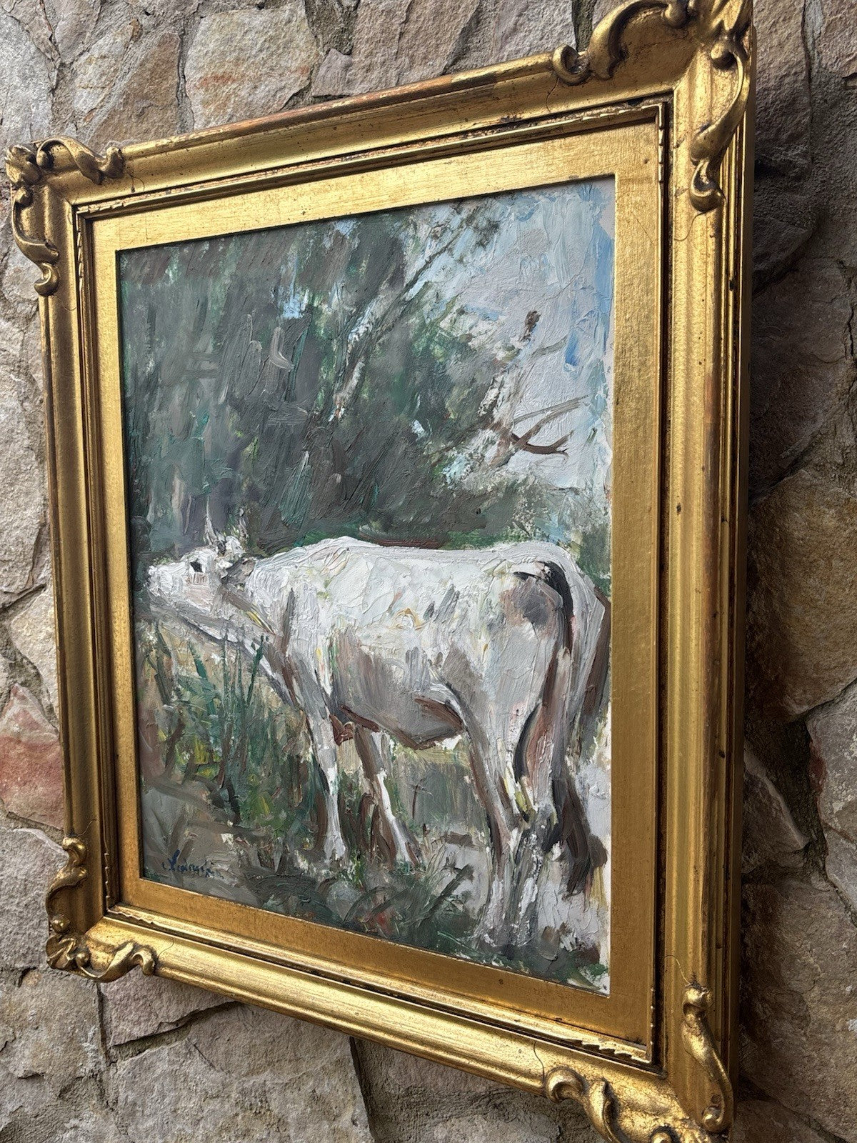 Quadro -Paesaggio Con Toro- Carlo Verdecchia dipinto a olio