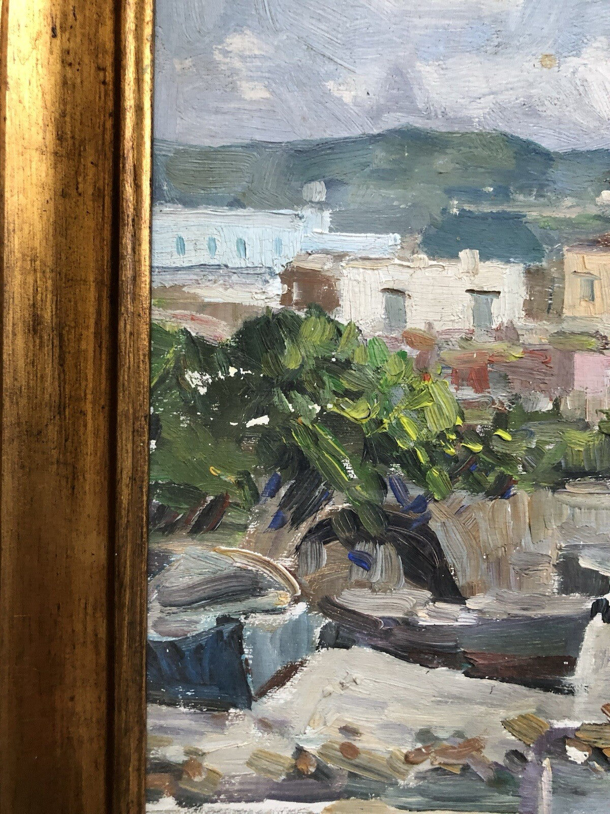Quadro -Marina Con Barche- dipinto a olio