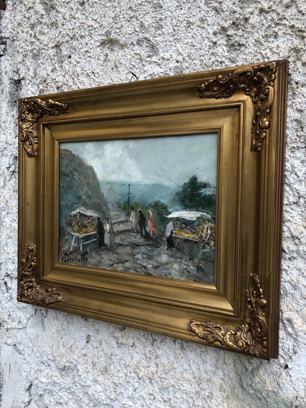 Quadro -Paesaggio Con Figure- Gaetano Bocchetti dipinto a olio su tela